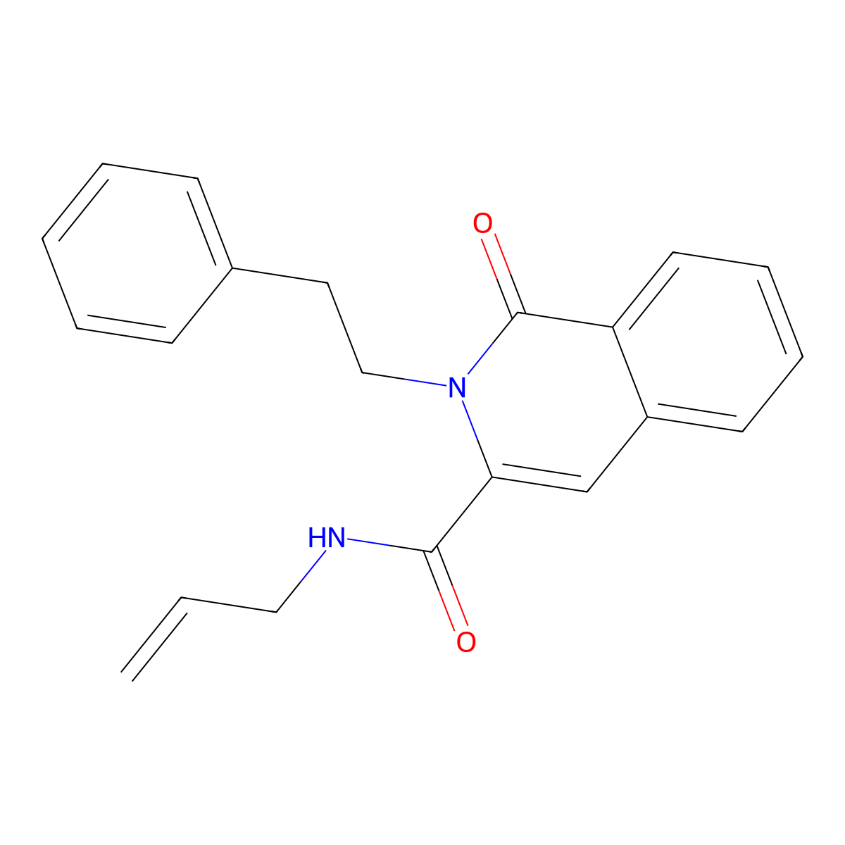 1-oxo-2-(2-phenylethyl)-N-(prop-2-en-1-yl)-1,2-dihydroisoquinoline-3-carboxamide molecular structure, CAS 3054557-21-7