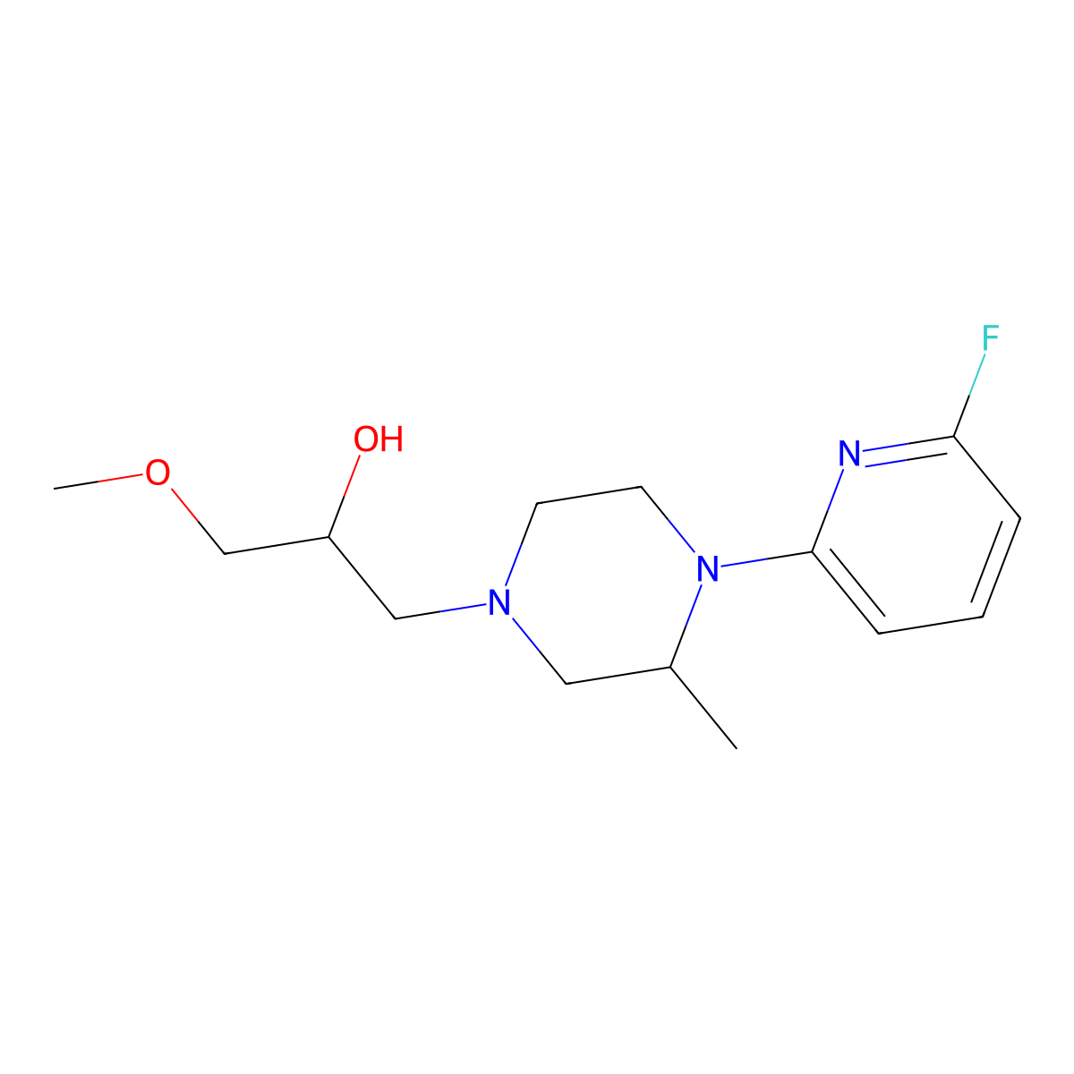 1-[4-(6-Fluoropyridin-2-yl)-3-methylpiperazin-1-yl]-3-methoxypropan-2-ol molecular structure, CAS 3054557-23-9