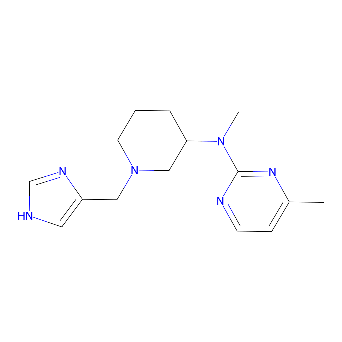 N-{1-[(1H-imidazol-4-yl)methyl]piperidin-3-yl}-N,4-dimethylpyrimidin-2-amine molecular structure, CAS 3054557-25-1