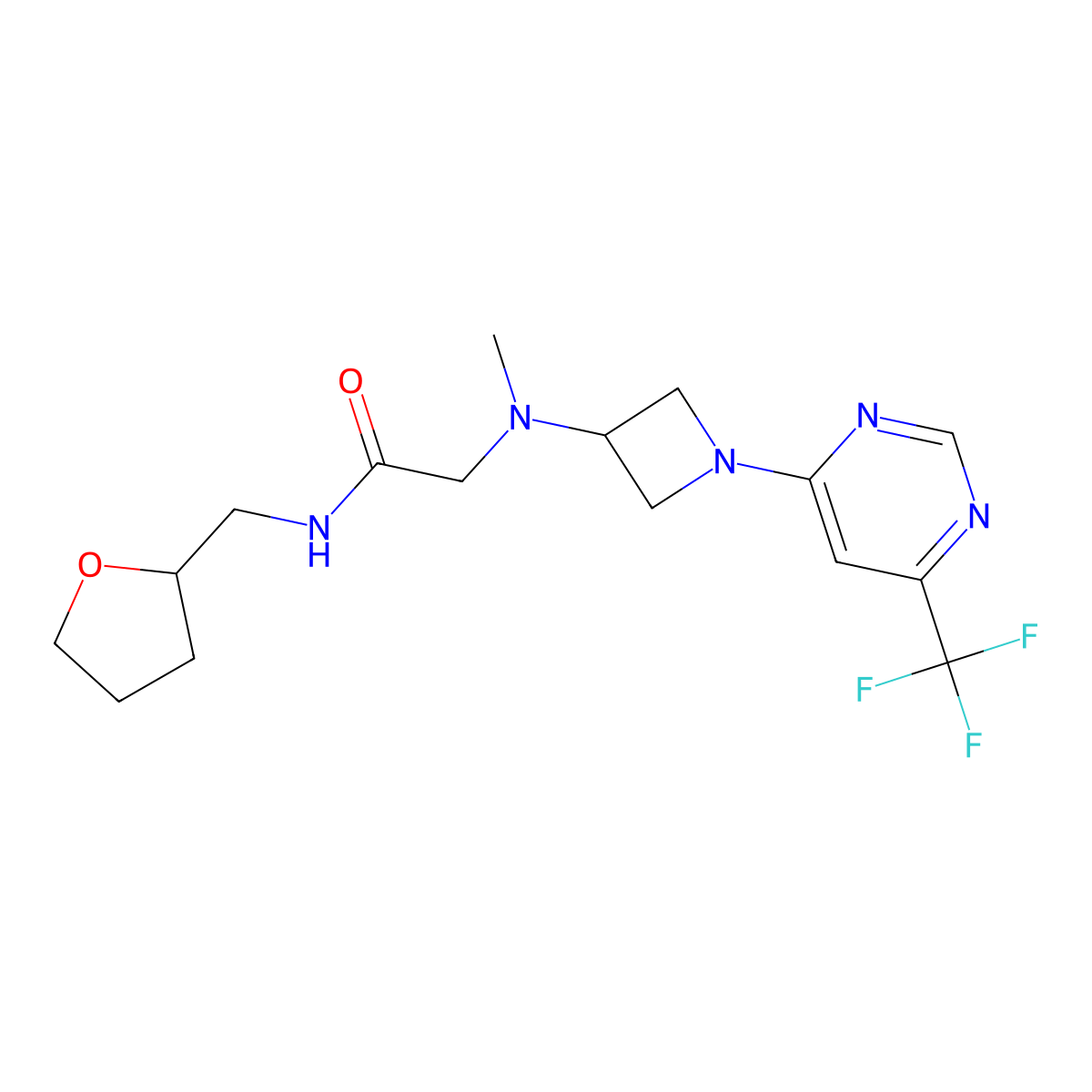2-[methyl({1-[6-(trifluoromethyl)pyrimidin-4-yl]azetidin-3-yl})amino]-N-[(oxolan-2-yl)methyl]acetamide molecular structure, CAS 3054557-27-3