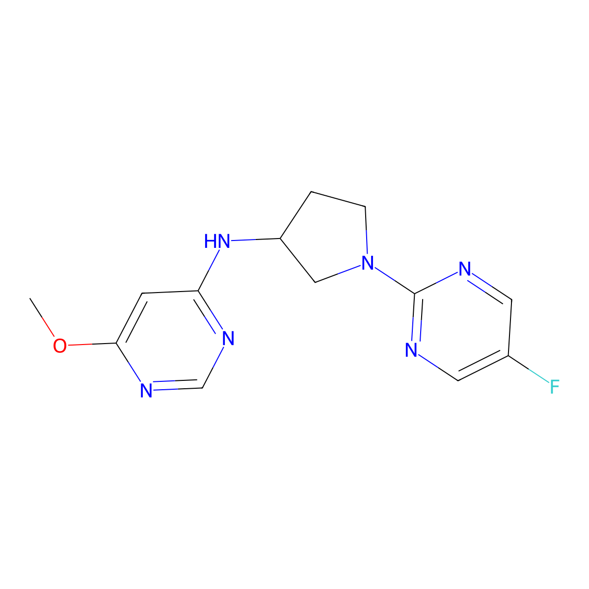 N-[1-(5-fluoropyrimidin-2-yl)pyrrolidin-3-yl]-6-methoxypyrimidin-4-amine molecular structure, CAS 3054557-32-0