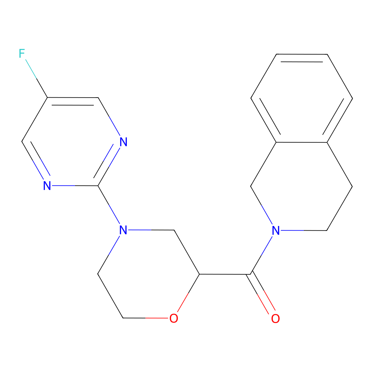 2-[4-(5-Fluoropyrimidin-2-yl)morpholine-2-carbonyl]-1,2,3,4-tetrahydroisoquinoline molecular structure, CAS 3054557-36-4