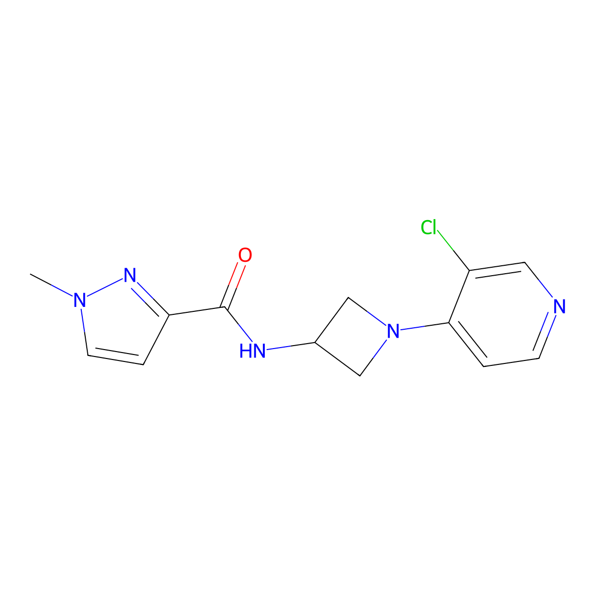 N-[1-(3-chloropyridin-4-yl)azetidin-3-yl]-1-methyl-1H-pyrazole-3-carboxamide molecular structure, CAS 3054557-40-0