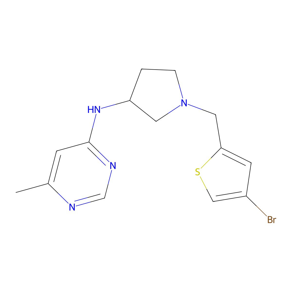 N-{1-[(4-bromothiophen-2-yl)methyl]pyrrolidin-3-yl}-6-methylpyrimidin-4-amine molecular structure, CAS 3054557-50-2