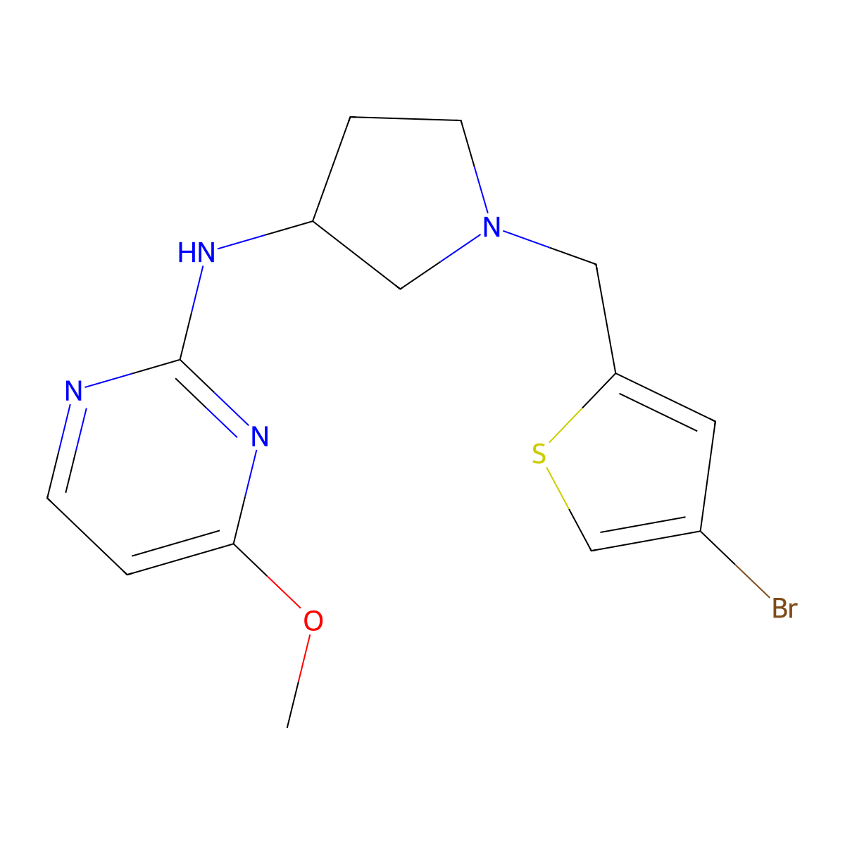 N-{1-[(4-bromothiophen-2-yl)methyl]pyrrolidin-3-yl}-4-methoxypyrimidin-2-amine molecular structure, CAS 3054557-59-1