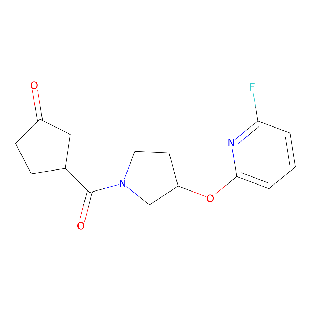 3-{3-[(6-Fluoropyridin-2-yl)oxy]pyrrolidine-1-carbonyl}cyclopentan-1-one molecular structure, CAS 3054557-62-6