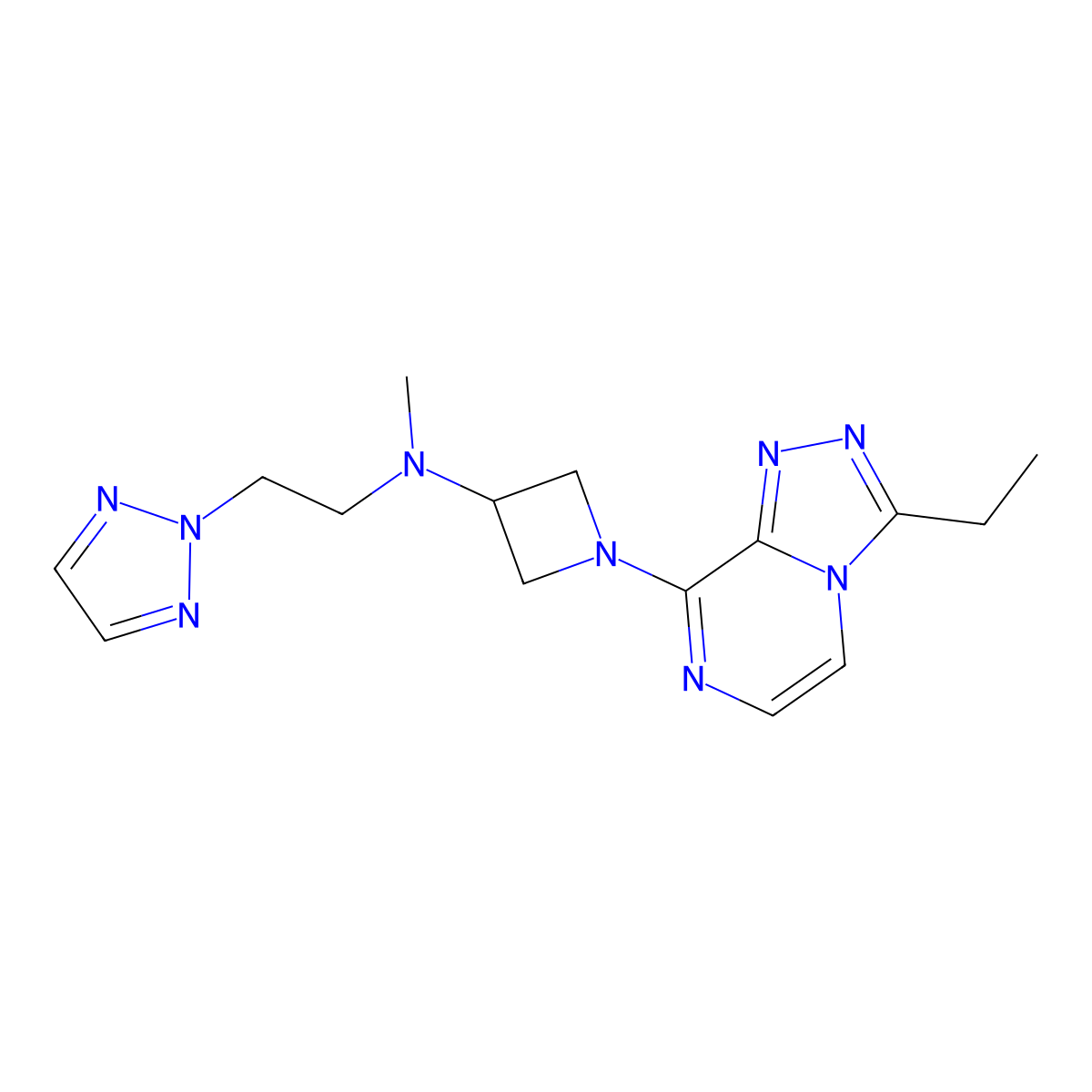 1-{3-ethyl-[1,2,4]triazolo[4,3-a]pyrazin-8-yl}-N-methyl-N-[2-(2H-1,2,3-triazol-2-yl)ethyl]azetidin-3-amine molecular structure, CAS 3054557-69-3