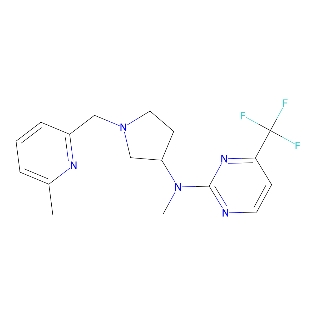 N-methyl-N-{1-[(6-methylpyridin-2-yl)methyl]pyrrolidin-3-yl}-4-(trifluoromethyl)pyrimidin-2-amine molecular structure, CAS 3054557-70-6