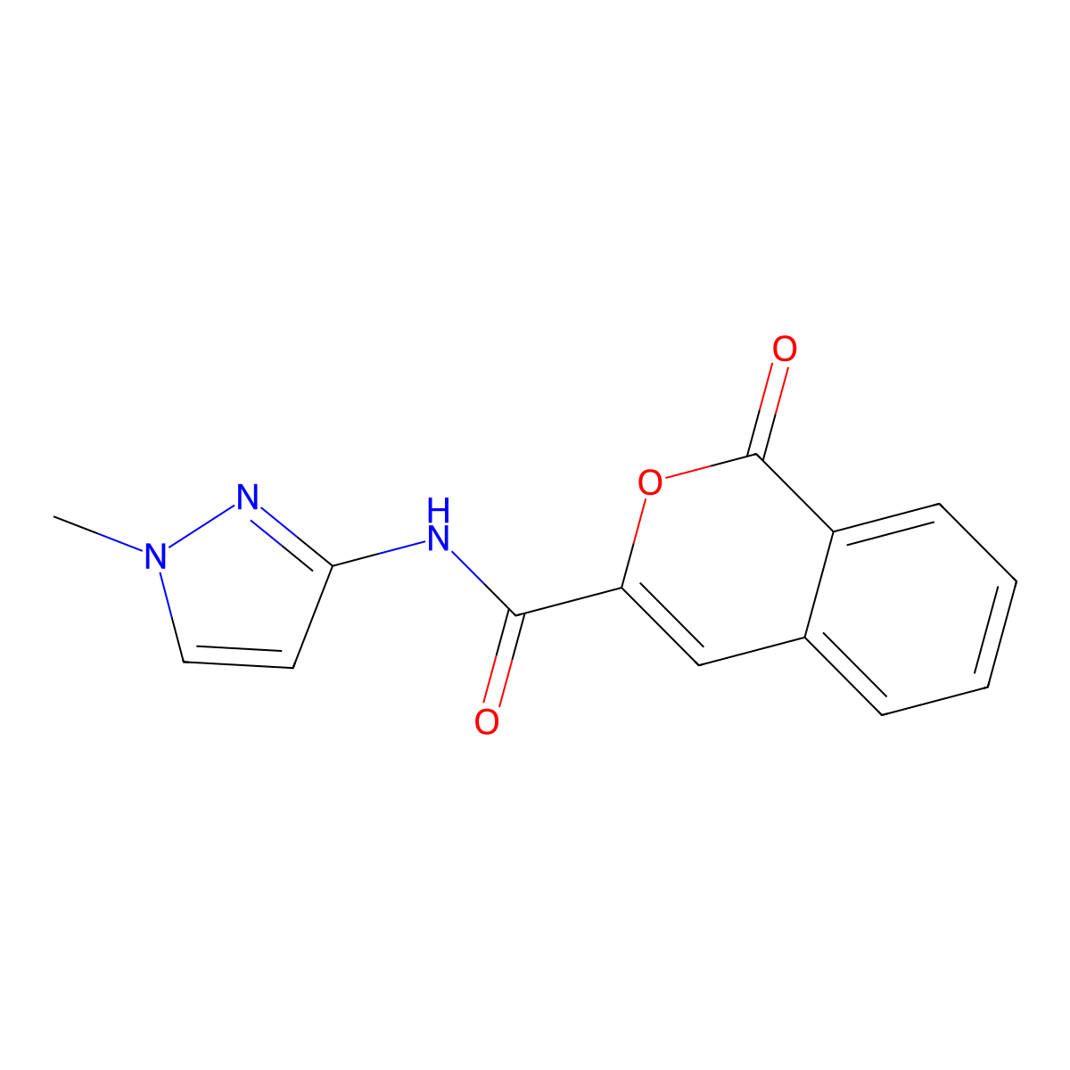 N-(1-methylpyrazol-3-yl)-1-oxoisochromene-3-carboxamide molecular structure, CAS 3054557-71-7