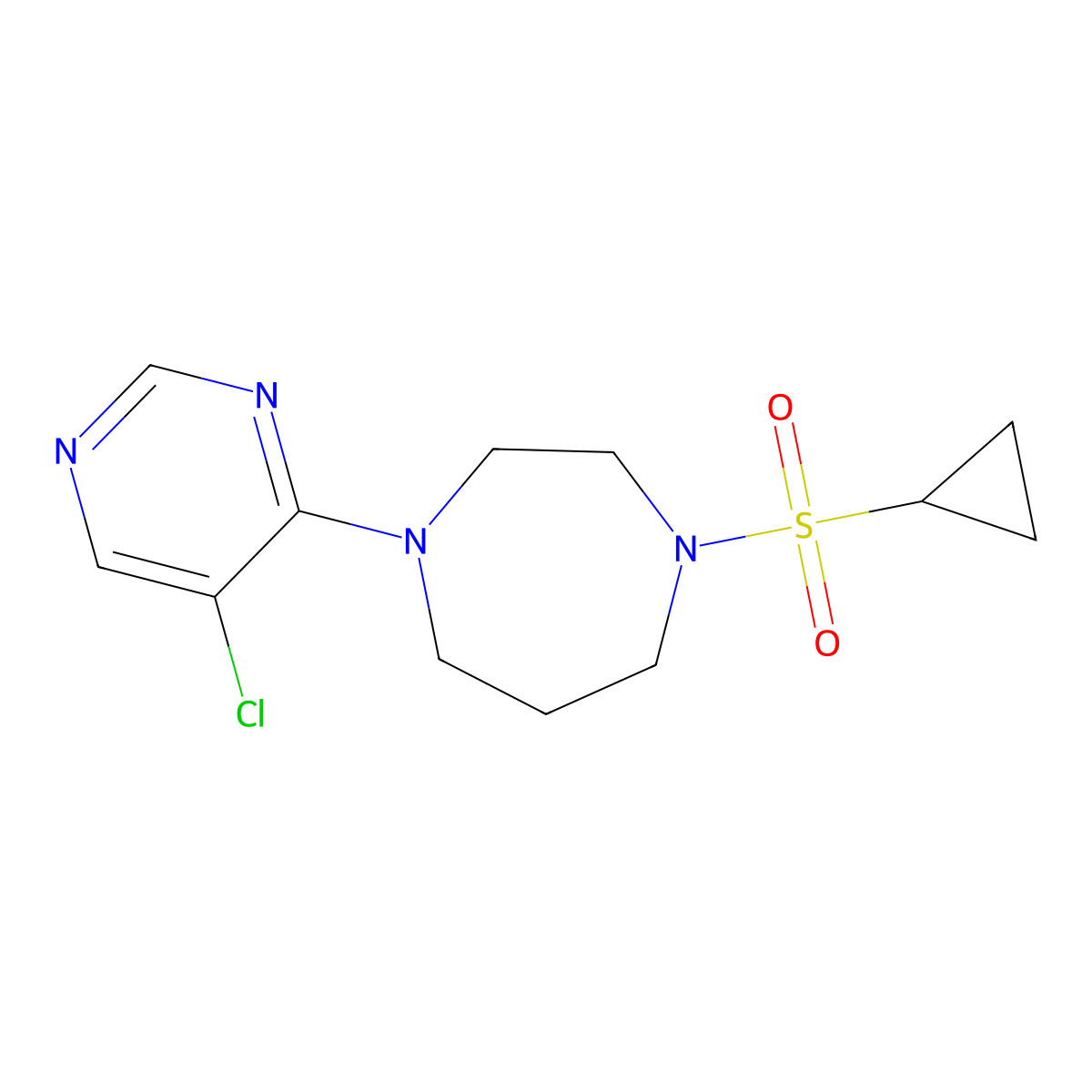 1-(5-Chloropyrimidin-4-yl)-4-(cyclopropanesulfonyl)-1,4-diazepane molecular structure, CAS 3054557-76-2