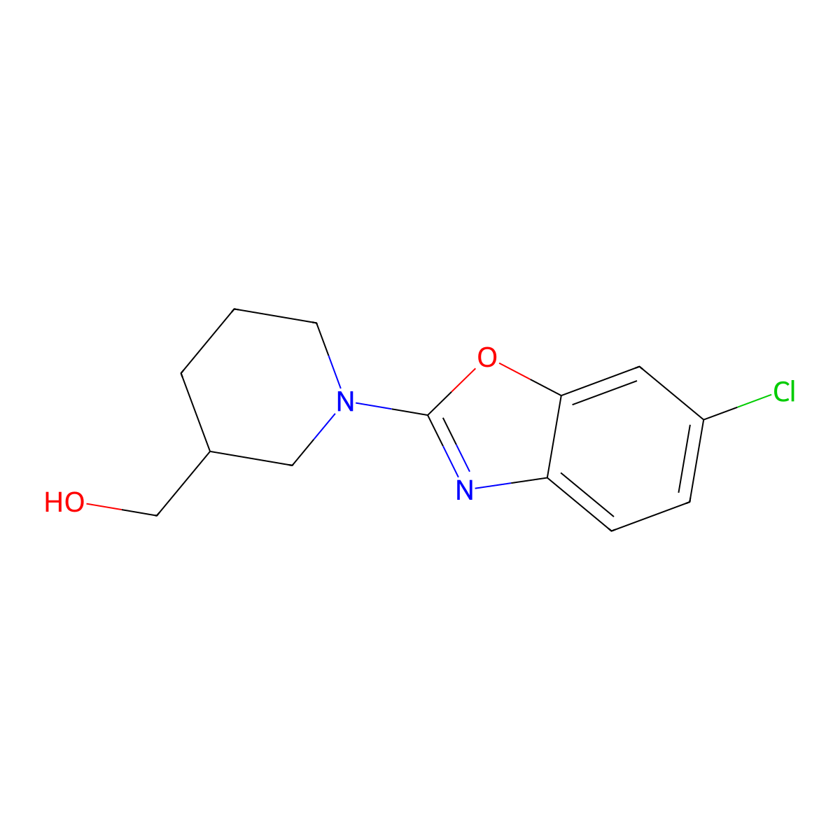 [1-(6-Chloro-1,3-benzoxazol-2-yl)piperidin-3-yl]methanol molecular structure, CAS 3054557-77-3