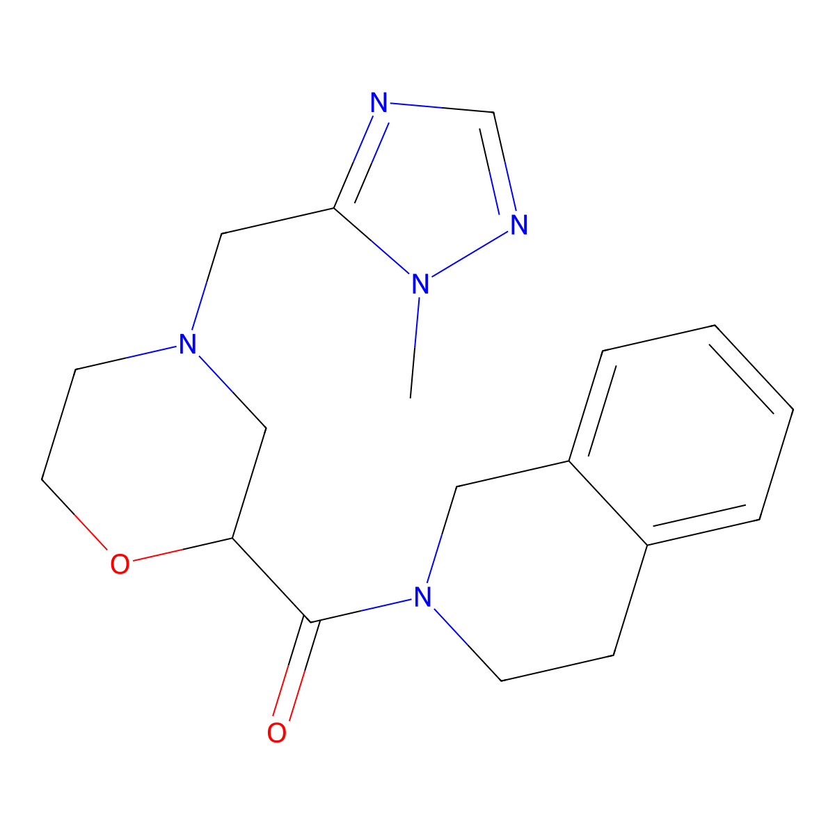 2-{4-[(1-methyl-1H-1,2,4-triazol-5-yl)methyl]morpholine-2-carbonyl}-1,2,3,4-tetrahydroisoquinoline molecular structure, CAS 3054557-88-6