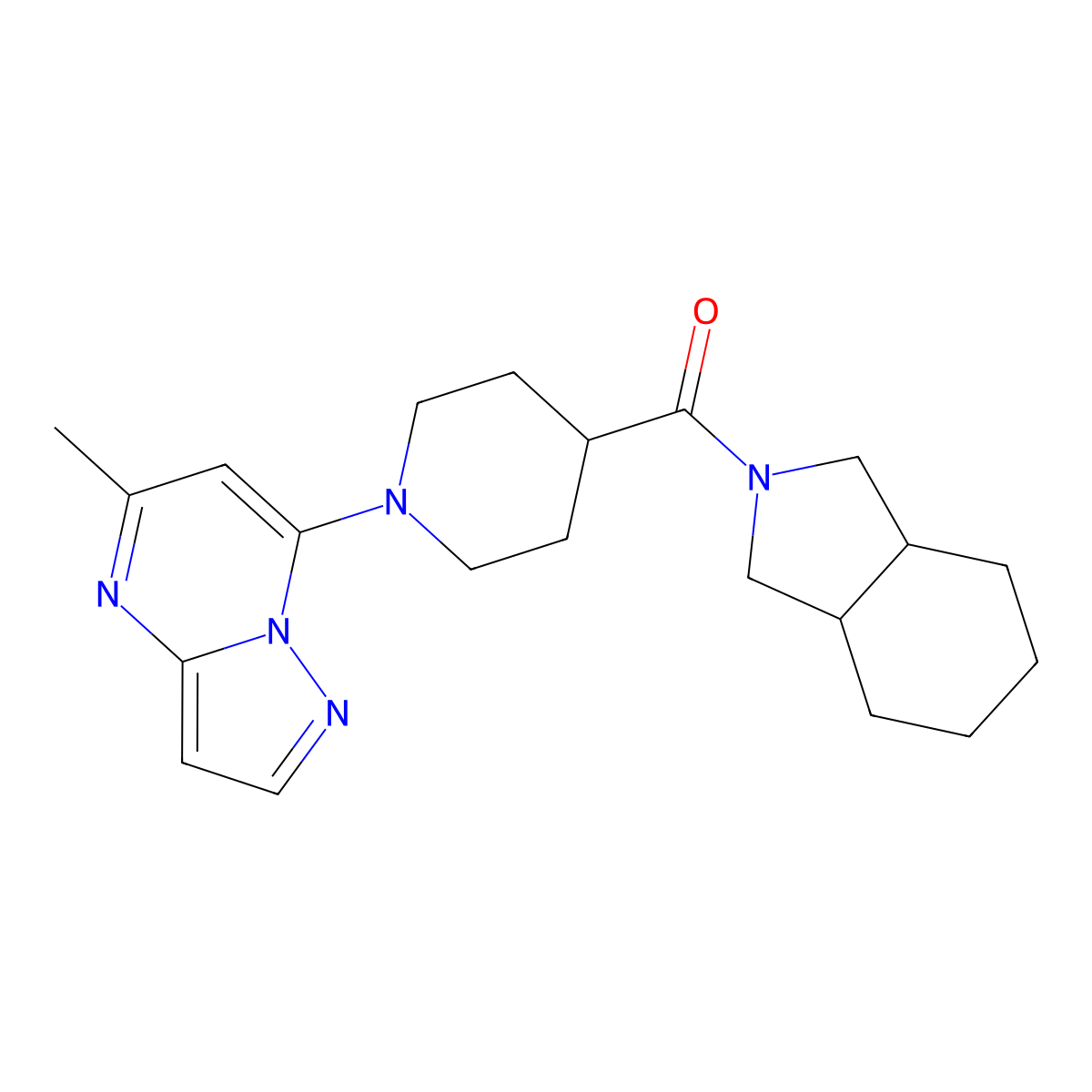 2-(1-{5-methylpyrazolo[1,5-a]pyrimidin-7-yl}piperidine-4-carbonyl)-octahydro-1H-isoindole molecular structure, CAS 3054557-93-3