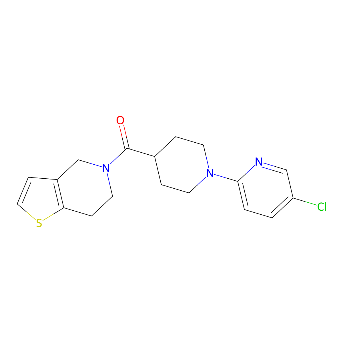 5-chloro-2-(4-{4H,5H,6H,7H-thieno[3,2-c]pyridine-5-carbonyl}piperidin-1-yl)pyridine molecular structure, CAS 3054557-99-9