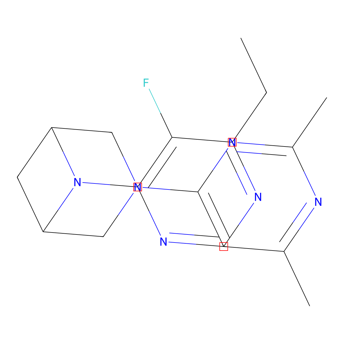 3-(2,6-Dimethylpyrimidin-4-yl)-6-(6-ethyl-5-fluoropyrimidin-4-yl)-3,6-diazabicyclo[3.1.1]heptane molecular structure, CAS 3054558-05-0