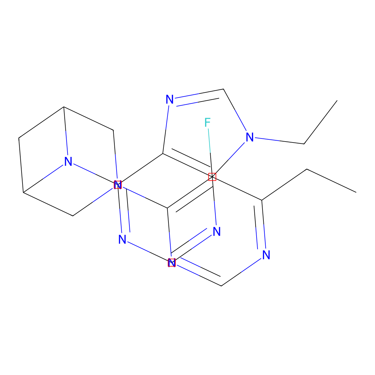 9-ethyl-6-[3-(6-ethyl-5-fluoropyrimidin-4-yl)-3,6-diazabicyclo[3.1.1]heptan-6-yl]-9H-purine molecular structure, CAS 3054558-06-1