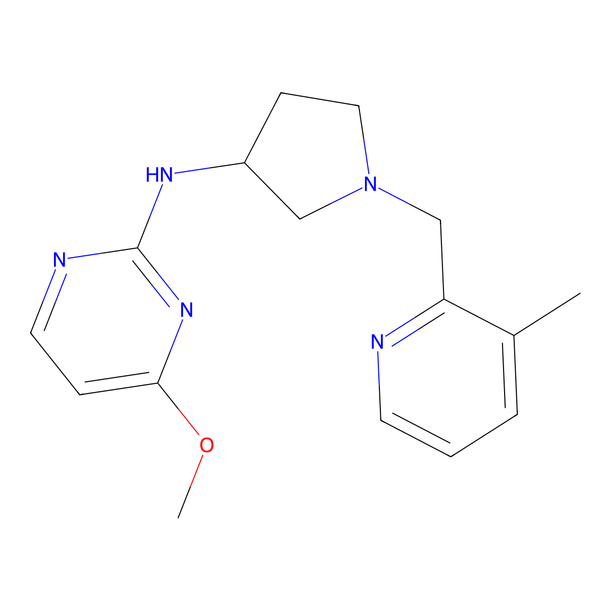 4-methoxy-N-{1-[(3-methylpyridin-2-yl)methyl]pyrrolidin-3-yl}pyrimidin-2-amine molecular structure, CAS 3054558-15-2