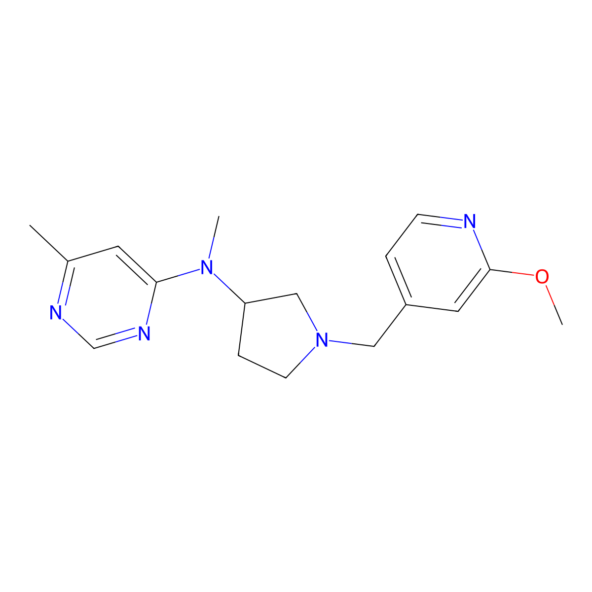 N-{1-[(2-methoxypyridin-4-yl)methyl]pyrrolidin-3-yl}-N,6-dimethylpyrimidin-4-amine molecular structure, CAS 3054558-19-6