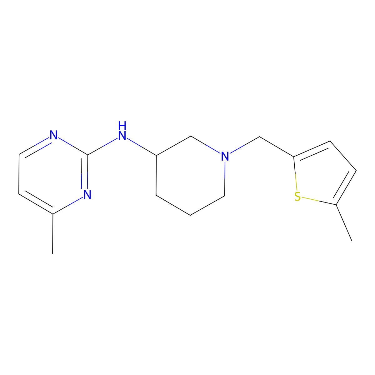 4-methyl-N-{1-[(5-methylthiophen-2-yl)methyl]piperidin-3-yl}pyrimidin-2-amine molecular structure, CAS 3054558-20-9