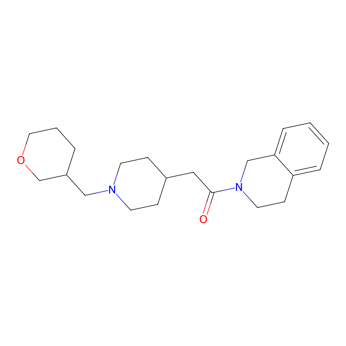 2-{1-[(Oxan-3-yl)methyl]piperidin-4-yl}-1-(1,2,3,4-tetrahydroisoquinolin-2-yl)ethan-1-one molecular structure, CAS 3054558-24-3