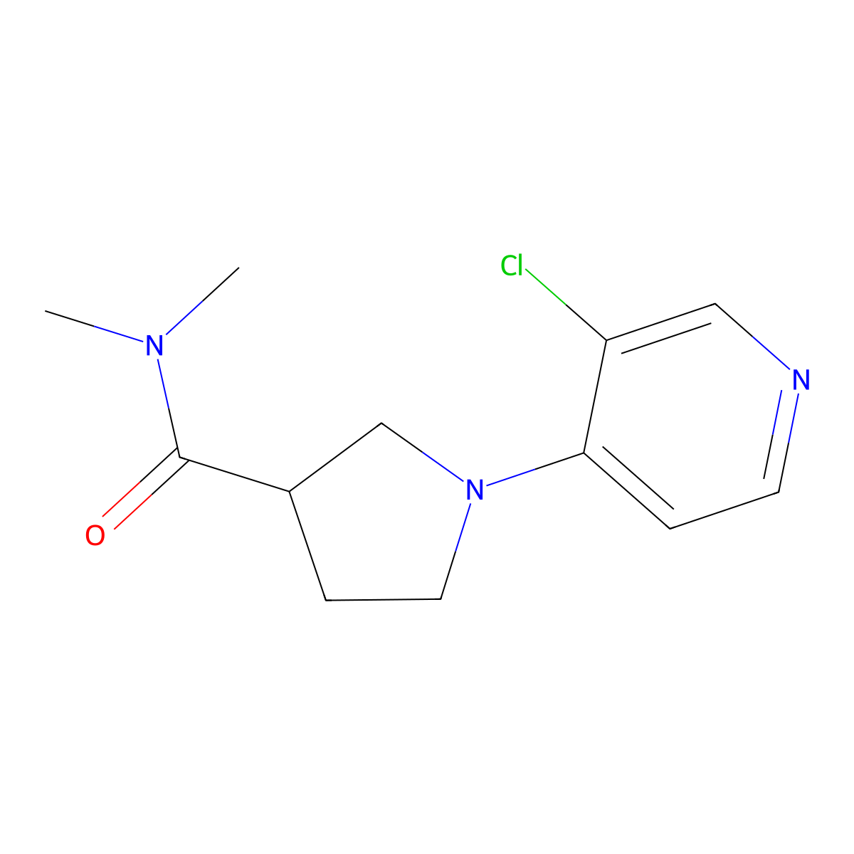1-(3-chloropyridin-4-yl)-N,N-dimethylpyrrolidine-3-carboxamide molecular structure, CAS 3054558-25-4
