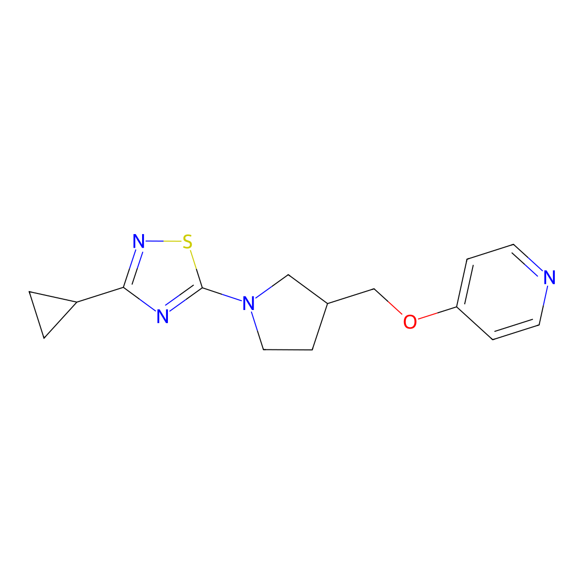 4-{[1-(3-Cyclopropyl-1,2,4-thiadiazol-5-yl)pyrrolidin-3-yl]methoxy}pyridine molecular structure, CAS 3054558-26-5
