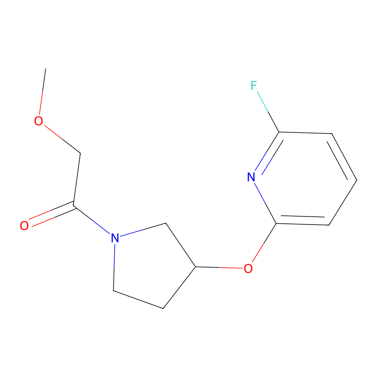 1-{3-[(6-Fluoropyridin-2-yl)oxy]pyrrolidin-1-yl}-2-methoxyethan-1-one molecular structure, CAS 3054558-32-3