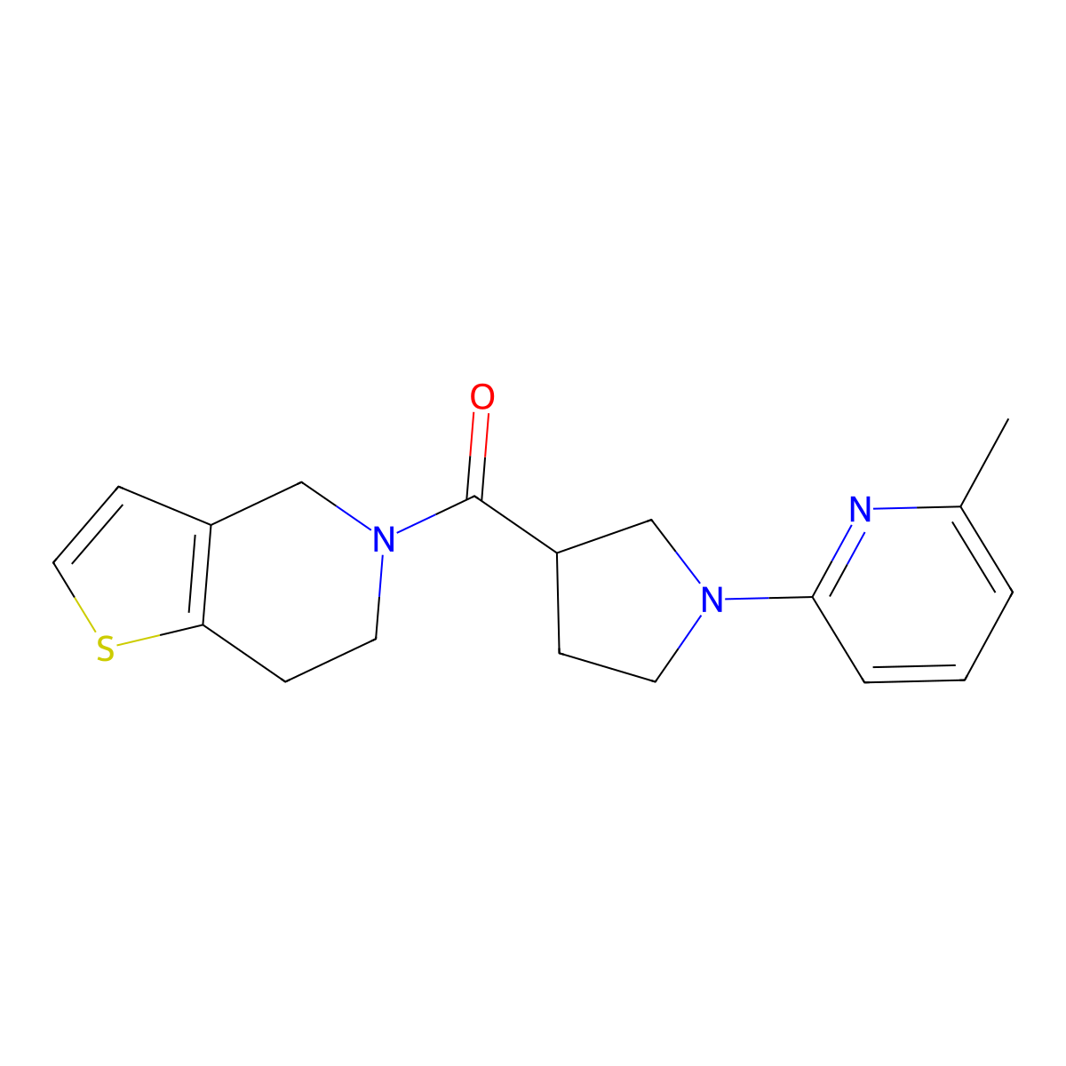 2-methyl-6-(3-{4H,5H,6H,7H-thieno[3,2-c]pyridine-5-carbonyl}pyrrolidin-1-yl)pyridine molecular structure, CAS 3054558-33-4