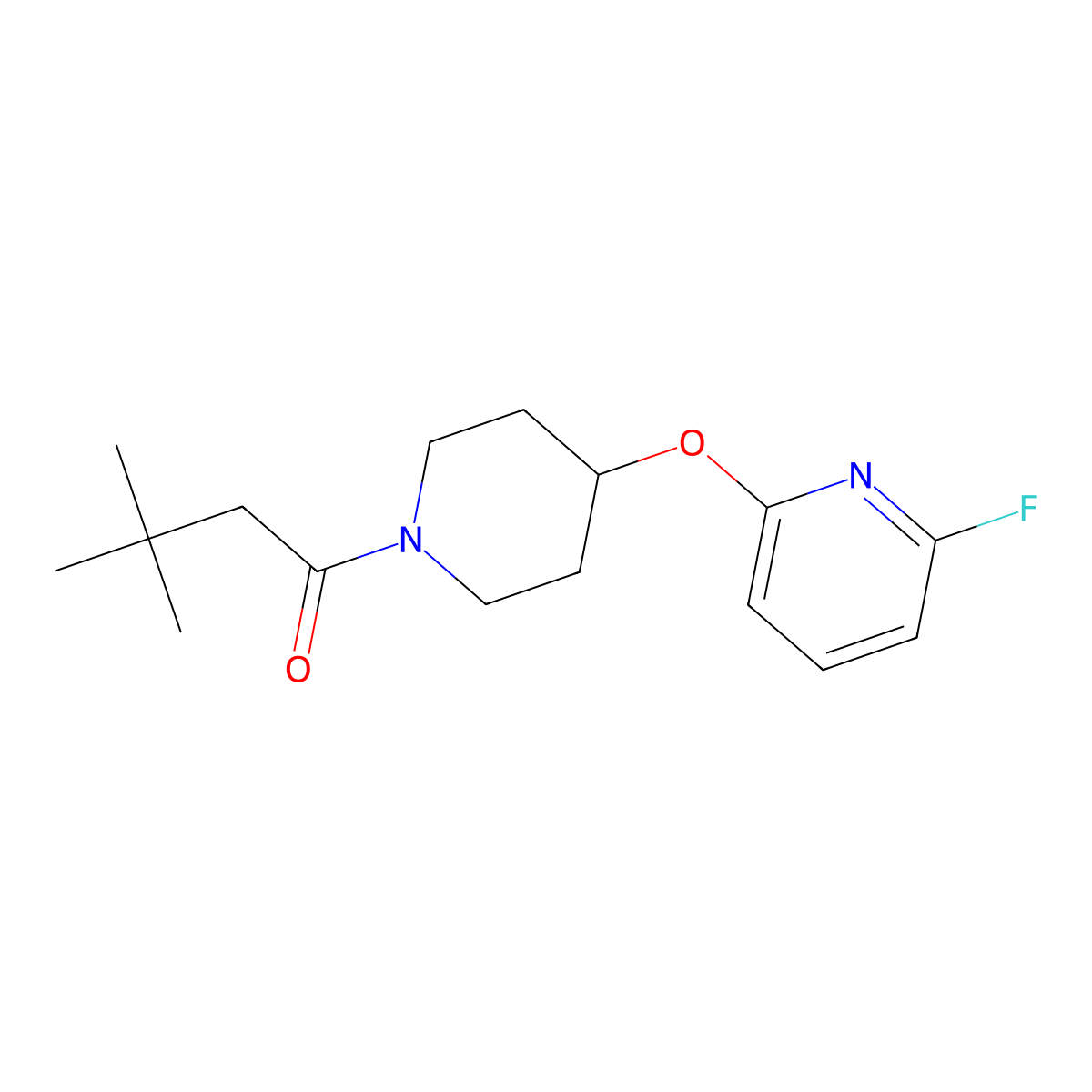 1-{4-[(6-Fluoropyridin-2-yl)oxy]piperidin-1-yl}-3,3-dimethylbutan-1-one molecular structure, CAS 3054558-42-5