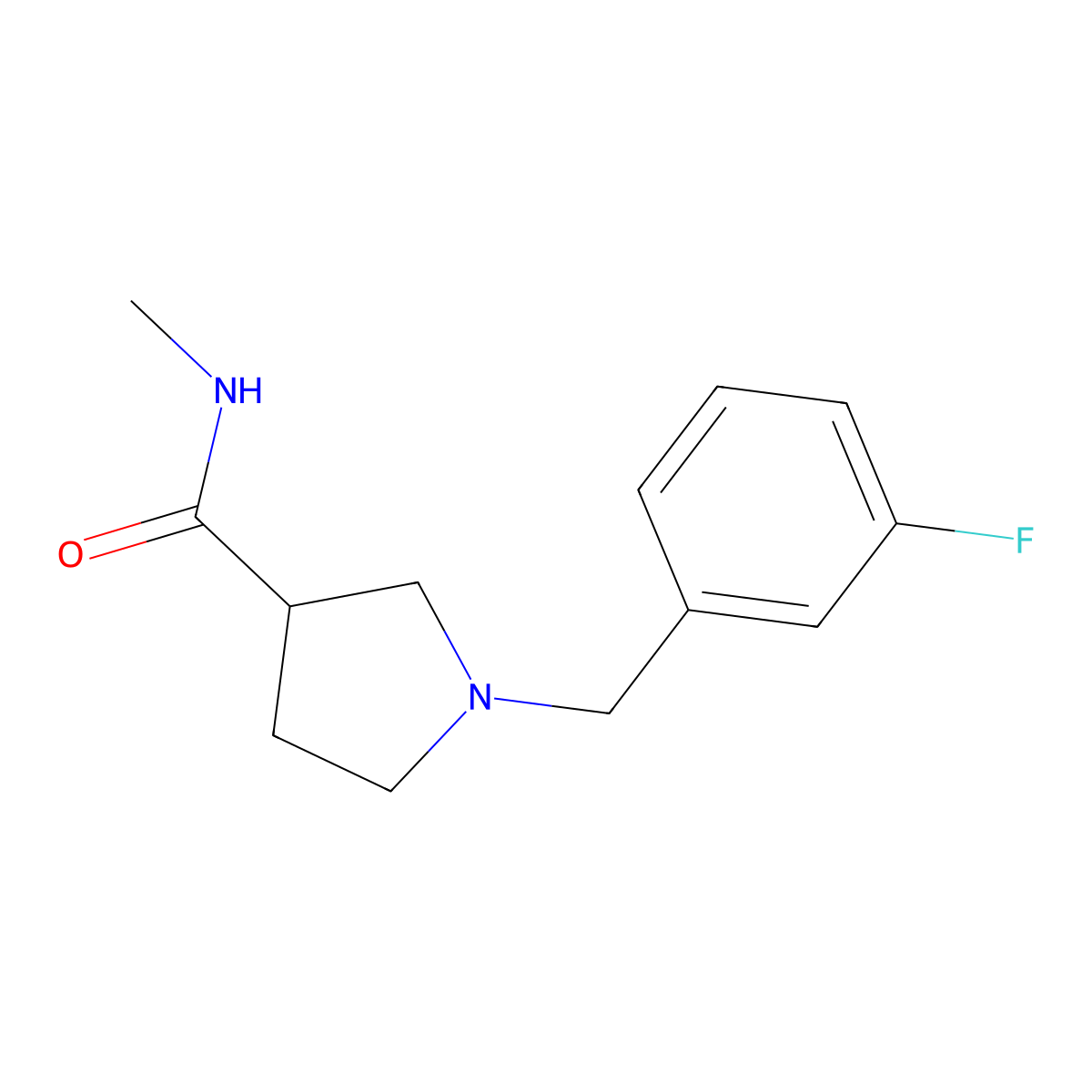 1-[(3-fluorophenyl)methyl]-N-methylpyrrolidine-3-carboxamide molecular structure, CAS 3054558-43-6