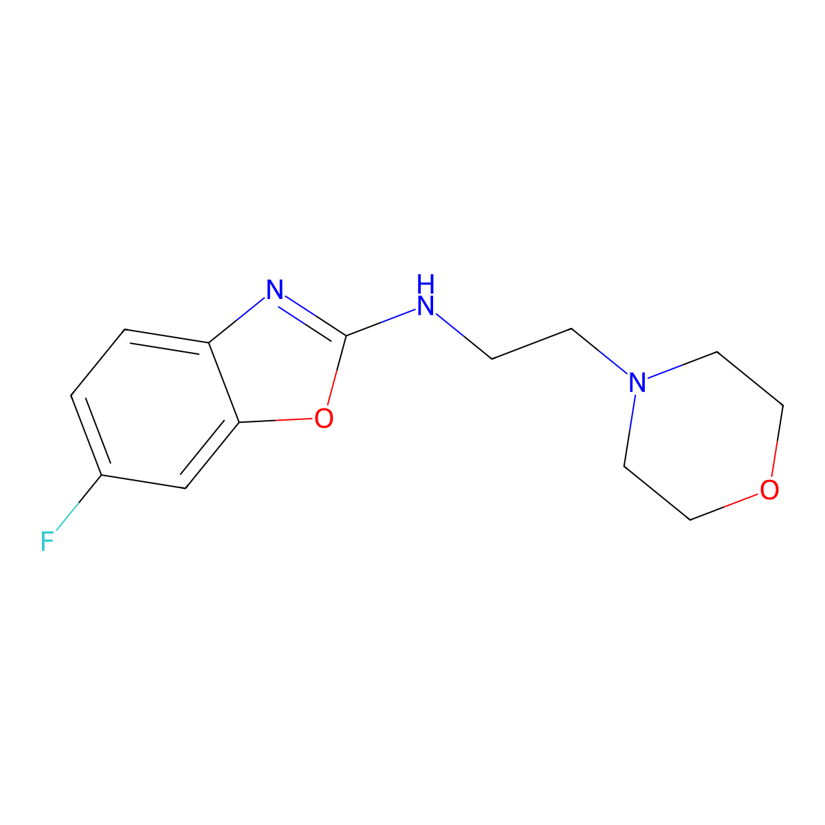 6-fluoro-N-[2-(morpholin-4-yl)ethyl]-1,3-benzoxazol-2-amine molecular structure, CAS 3054558-52-7