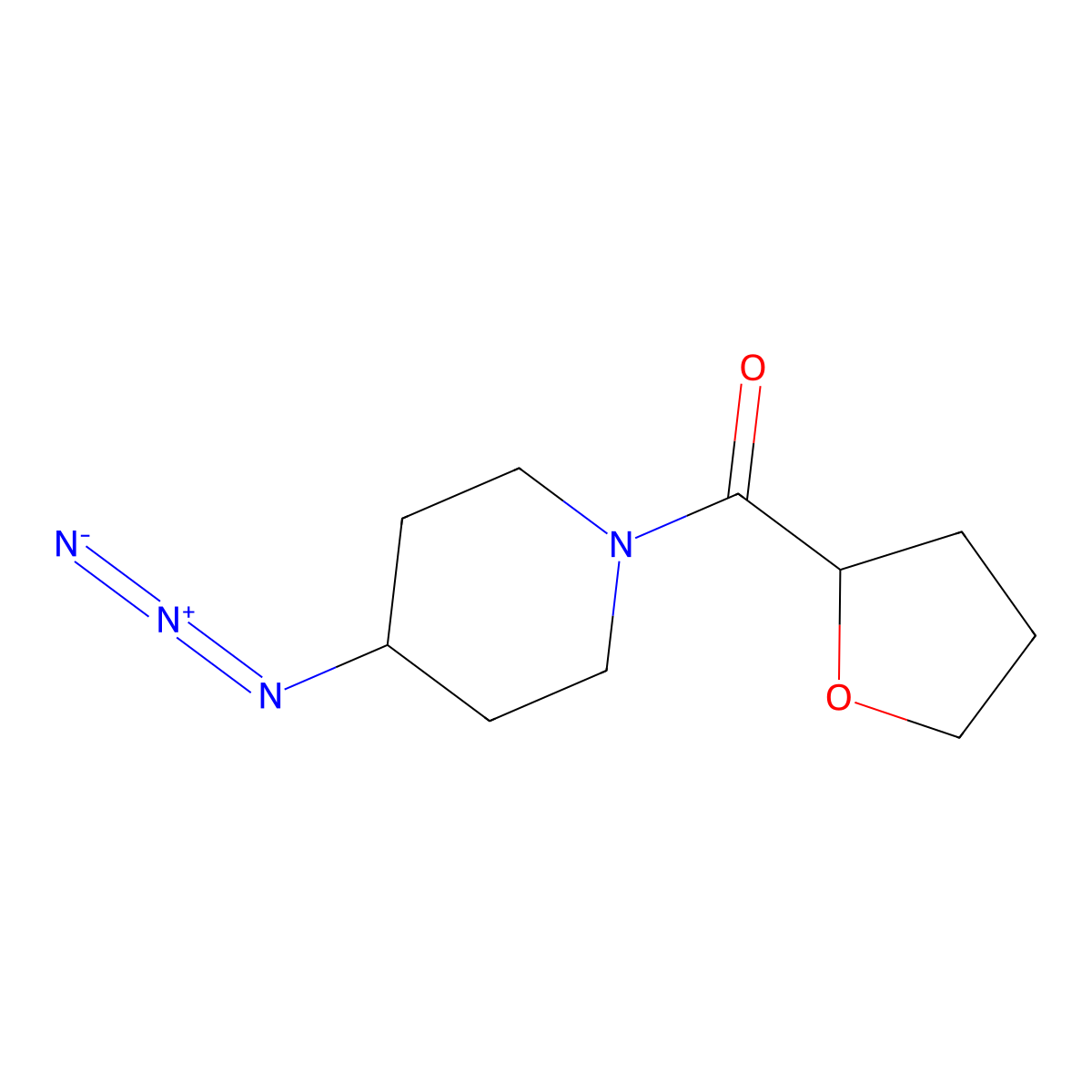 4-Azido-1-(oxolane-2-carbonyl)piperidine molecular structure, CAS 3054558-56-1