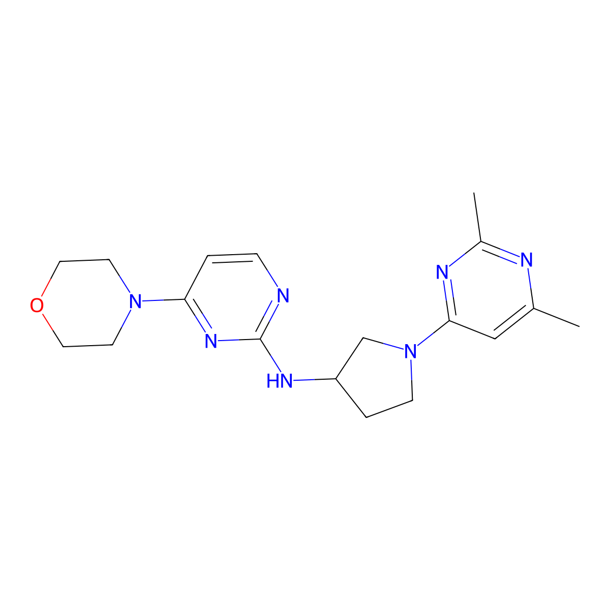 N-[1-(2,6-dimethylpyrimidin-4-yl)pyrrolidin-3-yl]-4-(morpholin-4-yl)pyrimidin-2-amine molecular structure, CAS 3054558-59-4