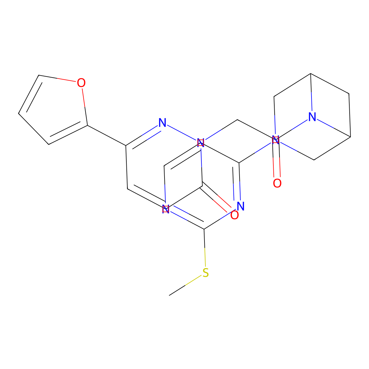 6-(Furan-2-yl)-2-(2-{3-[2-(methylsulfanyl)pyrimidin-4-yl]-3,6-diazabicyclo[3.1.1]heptan-6-yl}-2-oxoethyl)-2,3-dihydropyridazin-3-one molecular structure, CAS 3054558-67-4