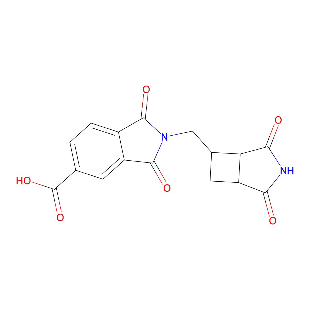 2-({2,4-dioxo-3-azabicyclo[3.2.0]heptan-6-yl}methyl)-1,3-dioxo-2,3-dihydro-1H-isoindole-5-carboxylic acid molecular structure, CAS 3054558-69-6