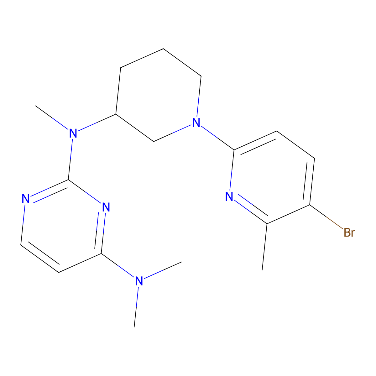 N2-[1-(5-bromo-6-methylpyridin-2-yl)piperidin-3-yl]-N2,N4,N4-trimethylpyrimidine-2,4-diamine molecular structure, CAS 3054558-73-2