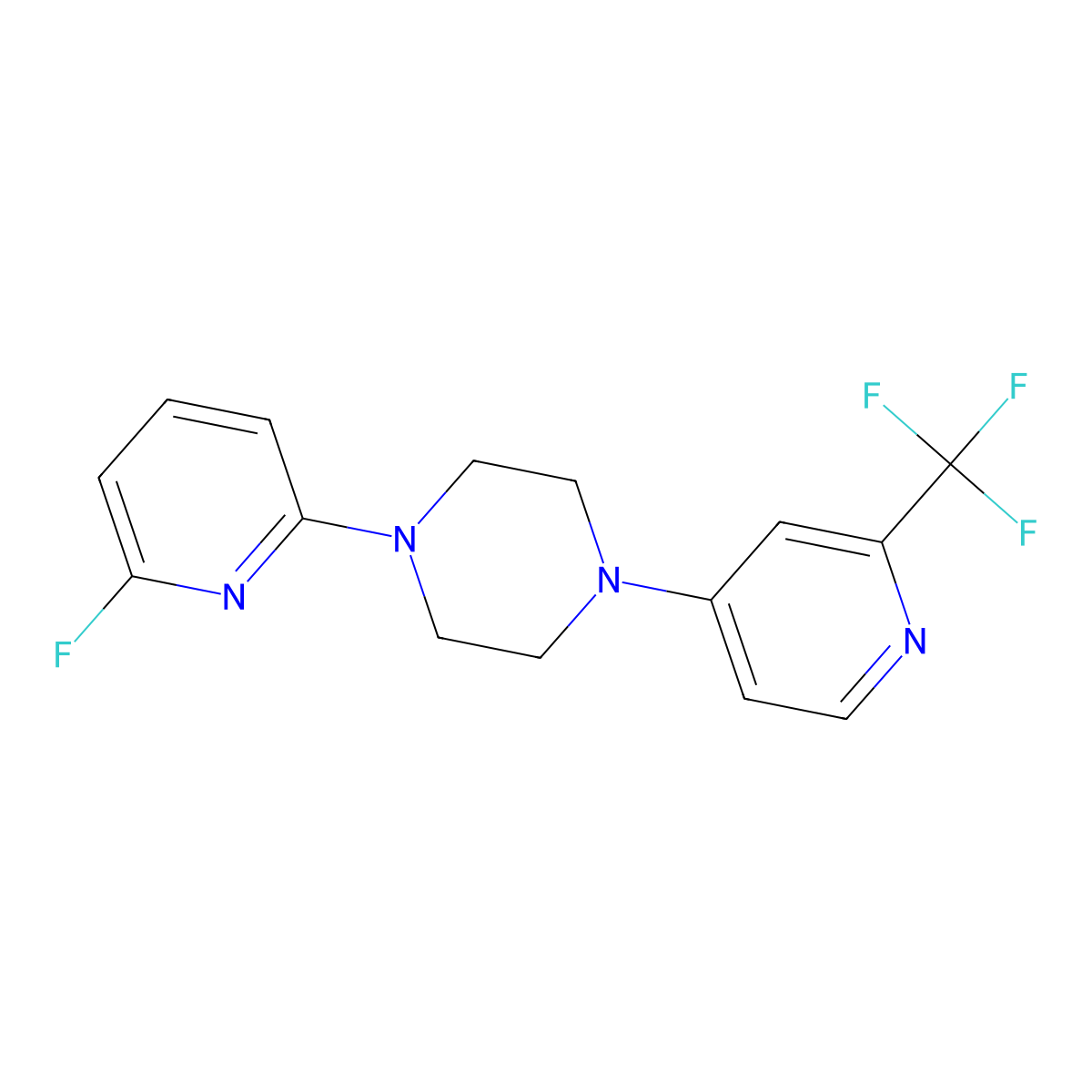 1-(6-Fluoro-2-pyridinyl)-4-[2-(trifluoromethyl)-4-pyridinyl]piperazine molecular structure, CAS 3054558-78-7