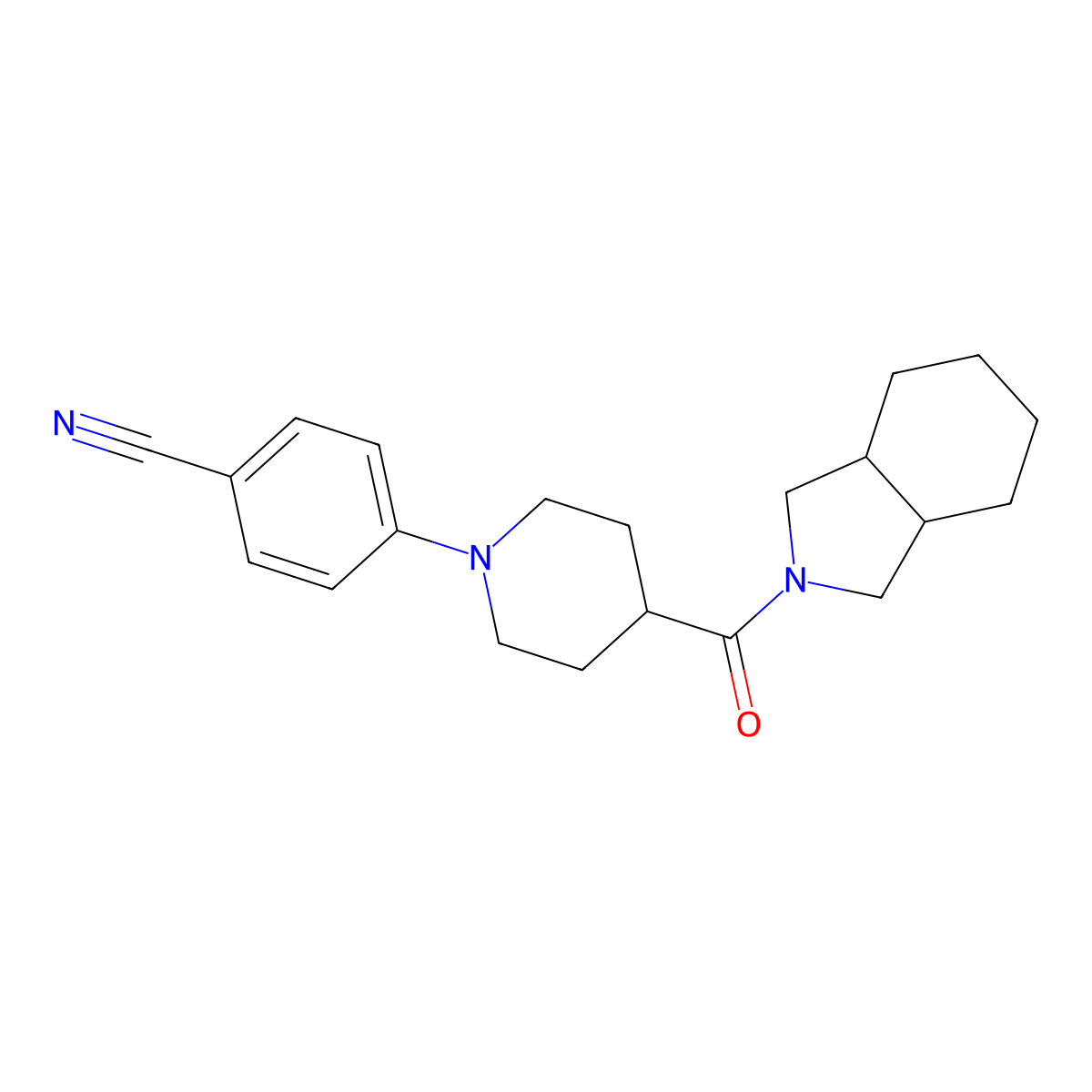 4-[4-(octahydro-1H-isoindole-2-carbonyl)piperidin-1-yl]benzonitrile molecular structure, CAS 3054558-81-2