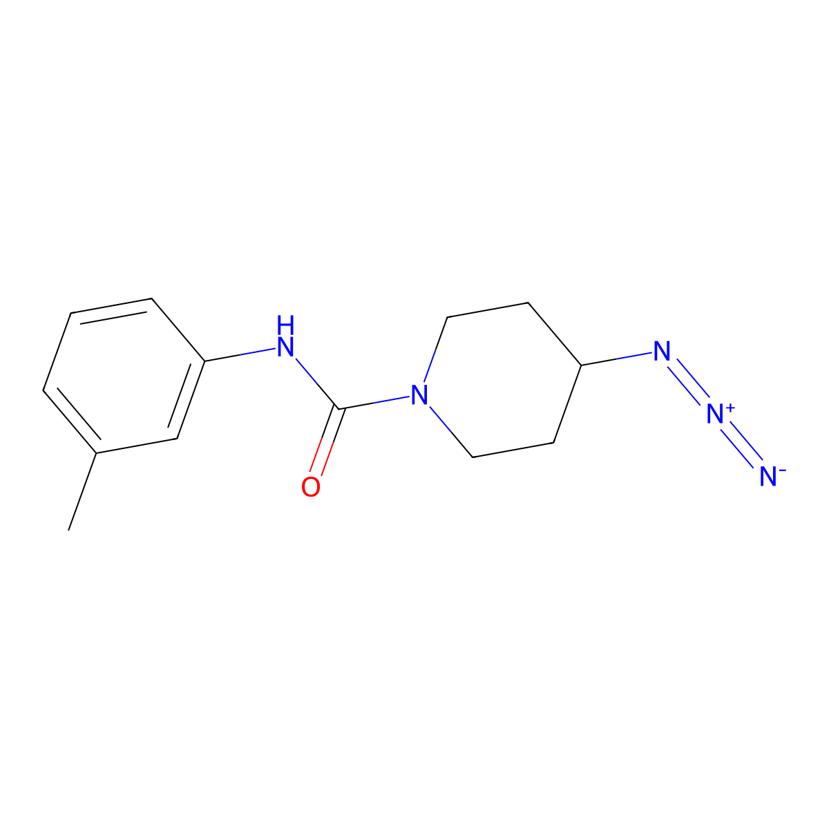 4-azido-N-(3-methylphenyl)piperidine-1-carboxamide molecular structure, CAS 3054558-86-7