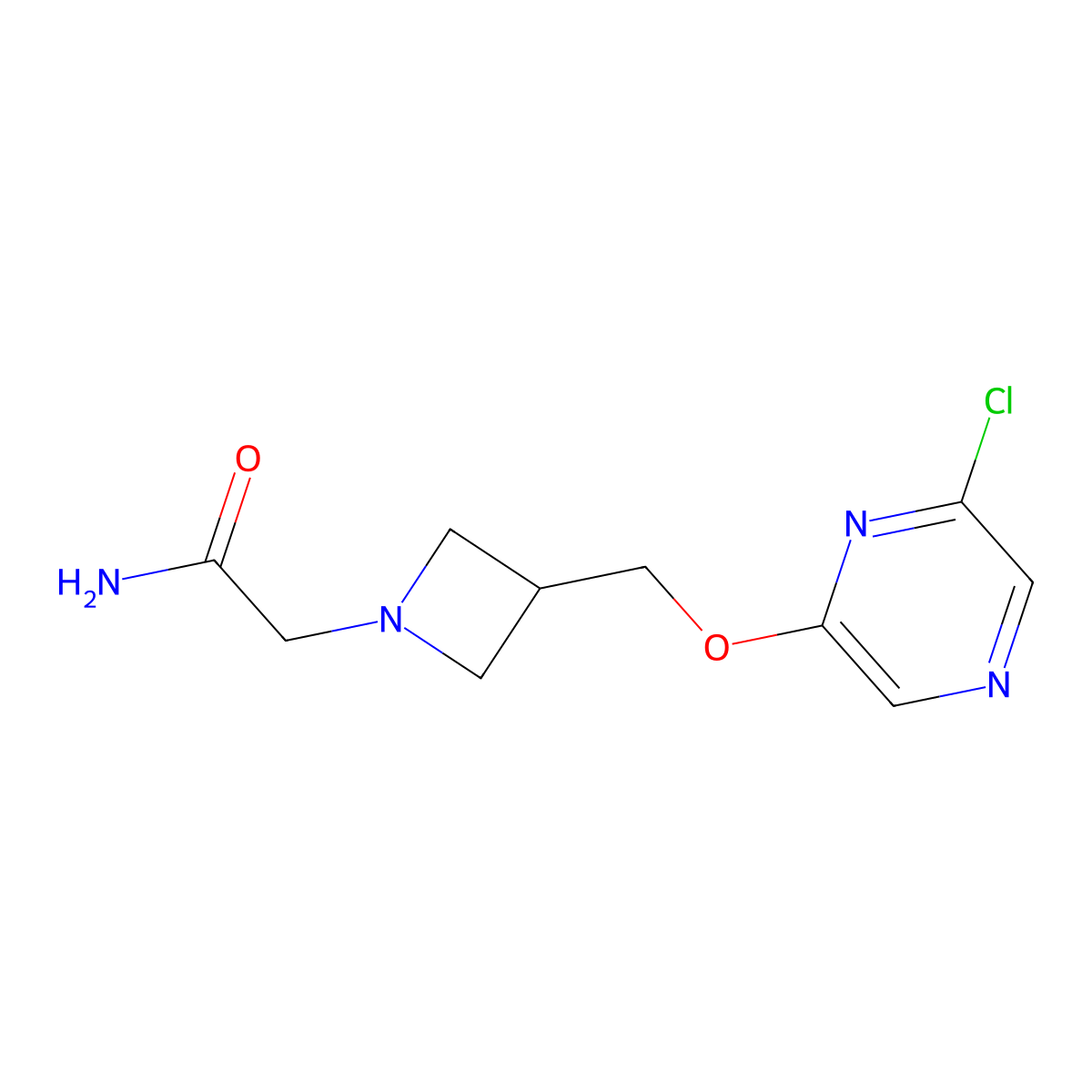 2-(3-{[(6-Chloropyrazin-2-yl)oxy]methyl}azetidin-1-yl)acetamide molecular structure, CAS 3054558-87-8