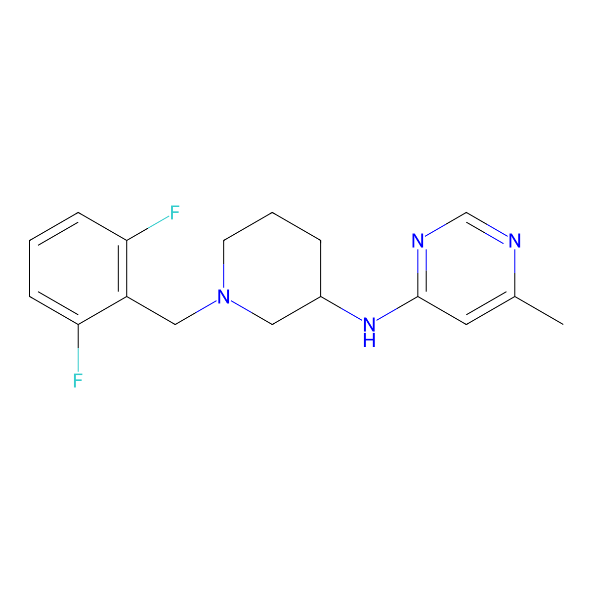 N-{1-[(2,6-difluorophenyl)methyl]piperidin-3-yl}-6-methylpyrimidin-4-amine molecular structure, CAS 3054558-90-3