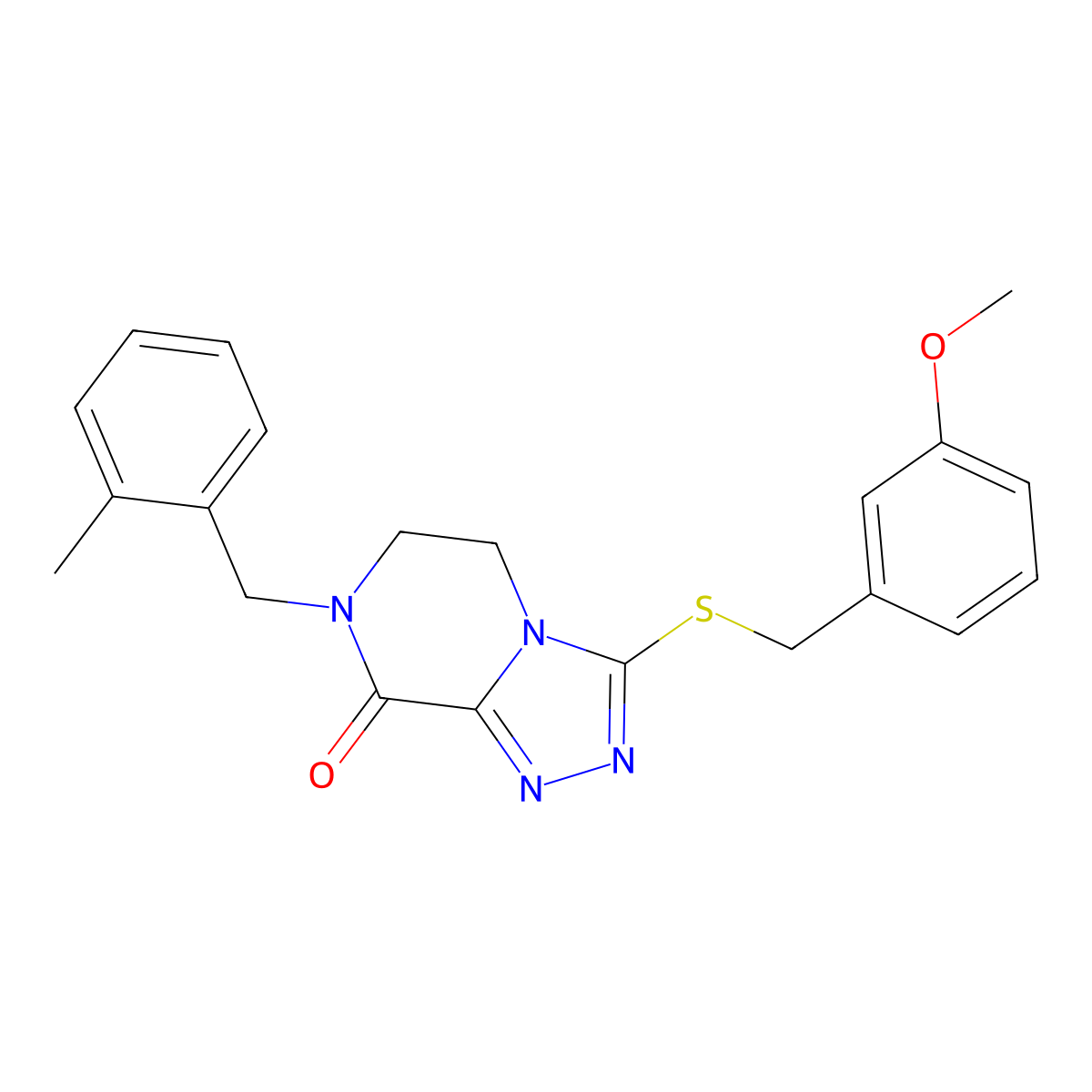 3-{[(3-methoxyphenyl)methyl]sulfanyl}-7-[(2-methylphenyl)methyl]-5H,6H,7H,8H-[1,2,4]triazolo[4,3-a]pyrazin-8-one molecular structure, CAS 3054558-91-4