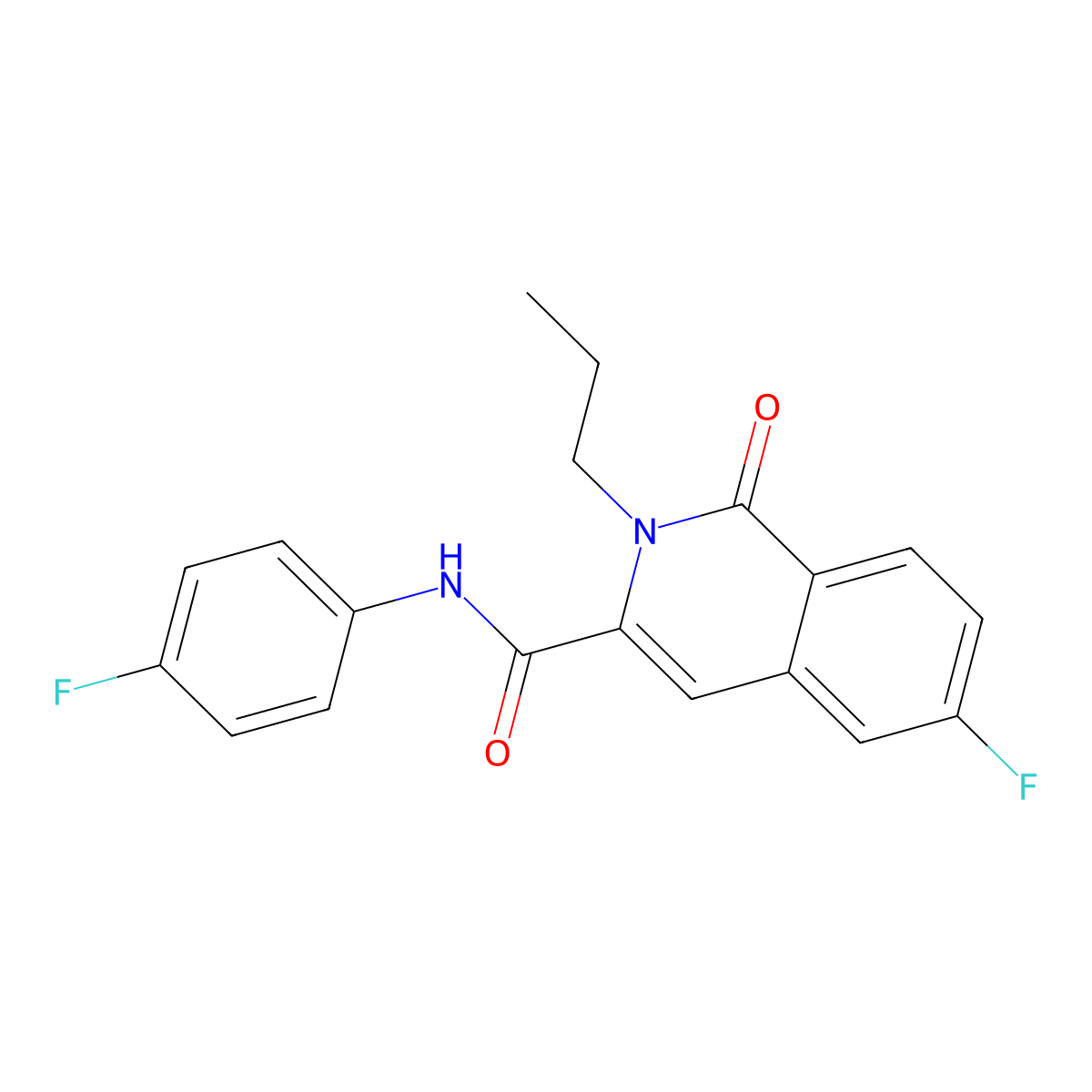 6-fluoro-N-(4-fluorophenyl)-1-oxo-2-propyl-1,2-dihydroisoquinoline-3-carboxamide molecular structure, CAS 3054558-92-5