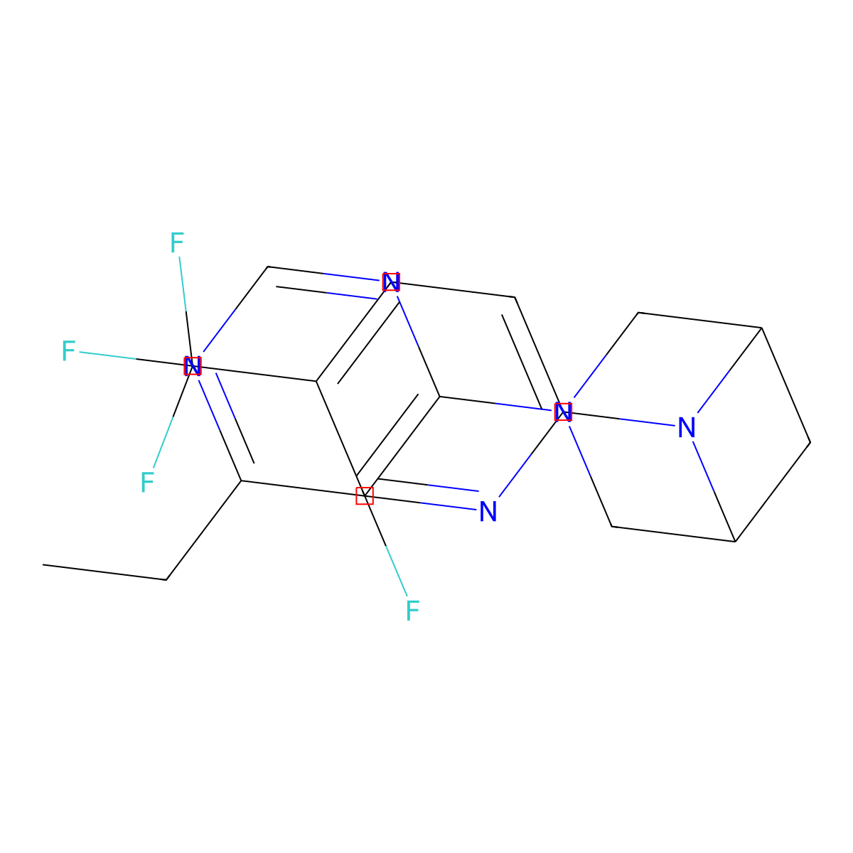 3-(6-Ethyl-5-fluoropyrimidin-4-yl)-6-[5-(trifluoromethyl)pyridin-2-yl]-3,6-diazabicyclo[3.1.1]heptane molecular structure, CAS 3054558-94-7
