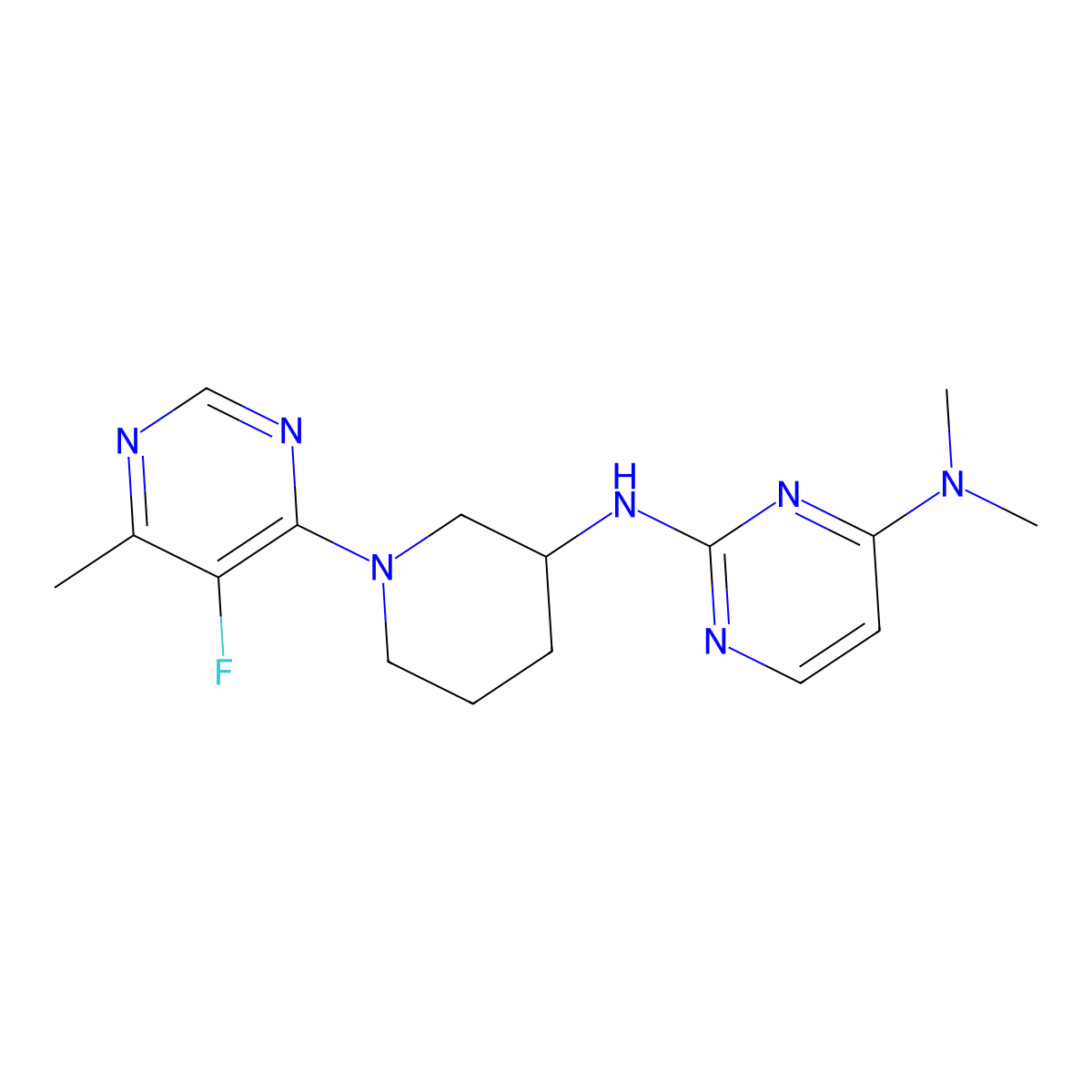 N2-[1-(5-fluoro-6-methylpyrimidin-4-yl)piperidin-3-yl]-N4,N4-dimethylpyrimidine-2,4-diamine molecular structure, CAS 3054558-96-9