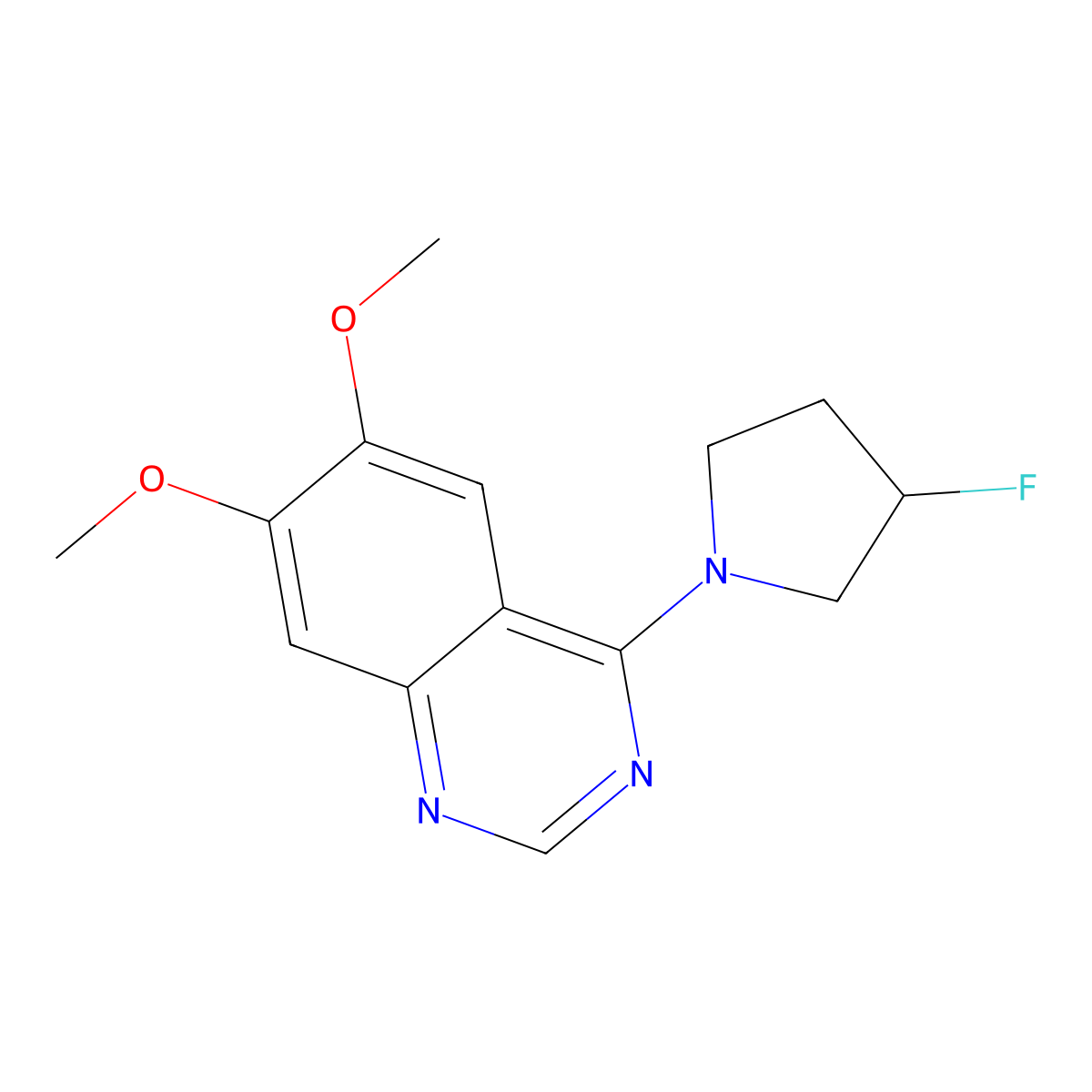 4-(3-Fluoropyrrolidin-1-yl)-6,7-dimethoxyquinazoline molecular structure, CAS 3054558-99-2