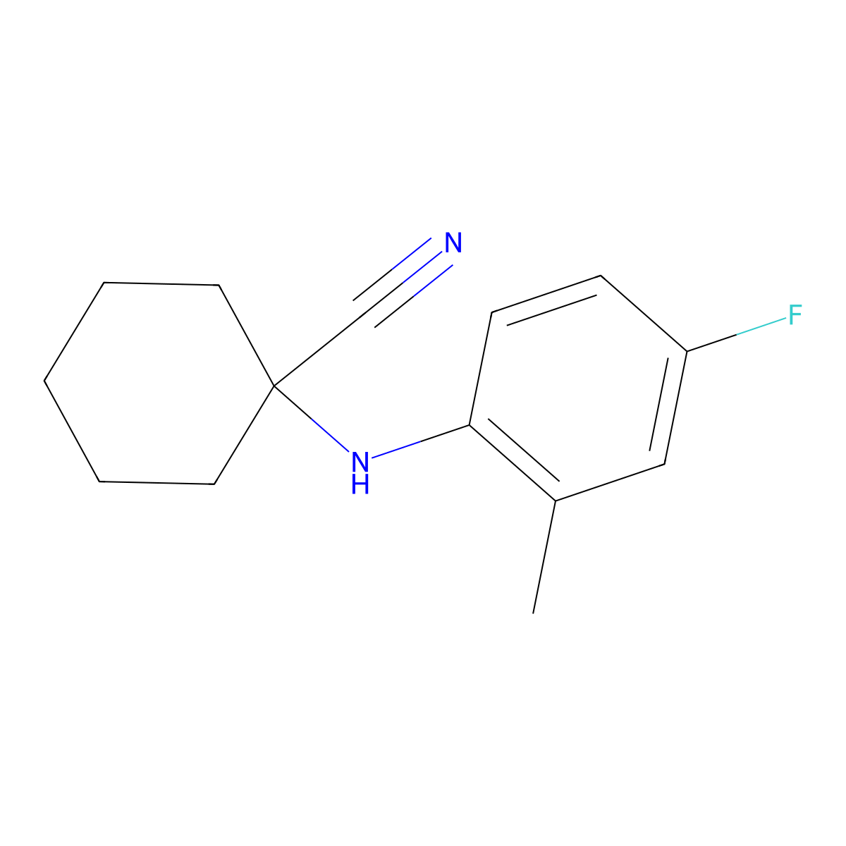 1-[(4-Fluoro-2-methylphenyl)amino]cyclohexane-1-carbonitrile molecular structure, CAS 3054559-01-9