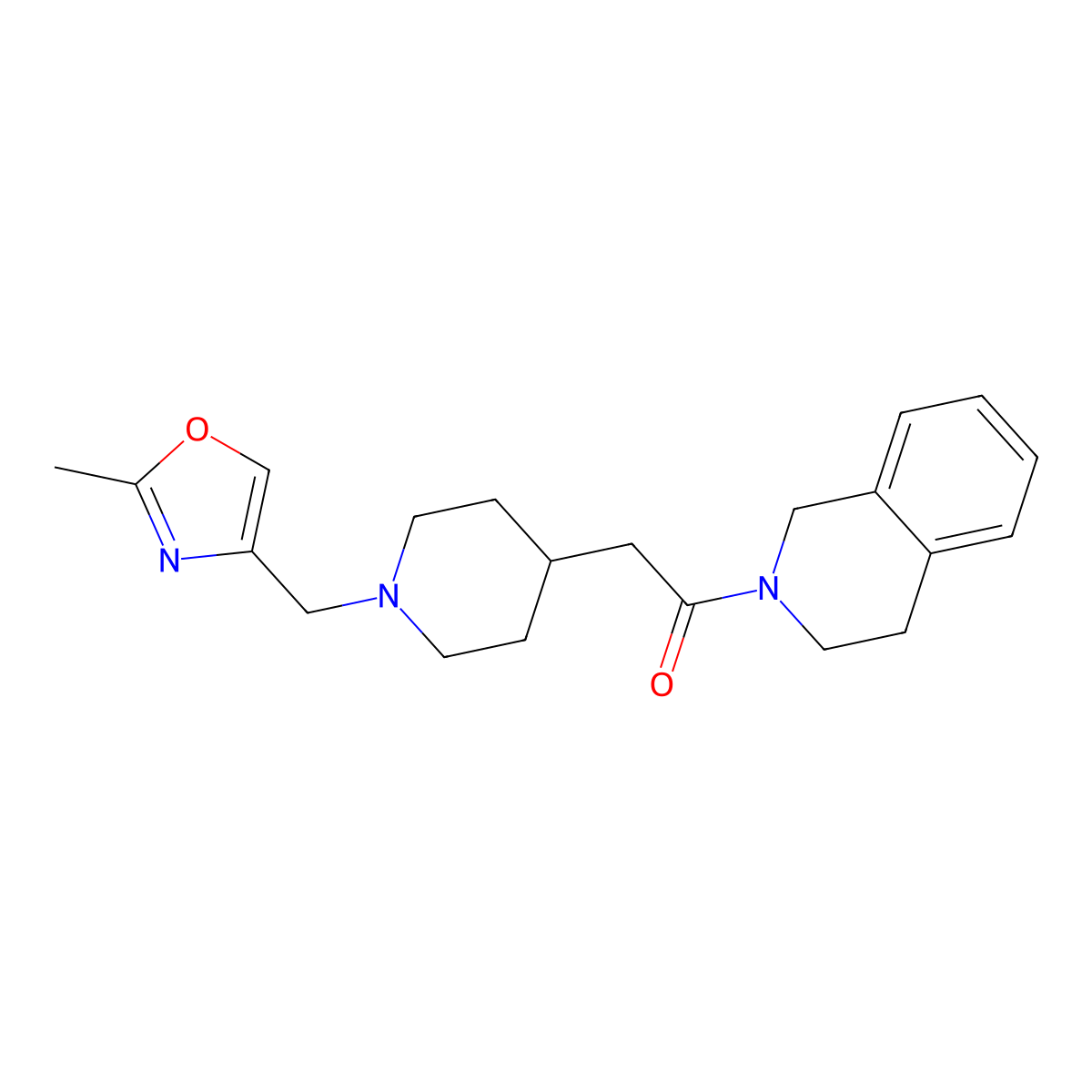 2-{1-[(2-Methyl-1,3-oxazol-4-yl)methyl]piperidin-4-yl}-1-(1,2,3,4-tetrahydroisoquinolin-2-yl)ethan-1-one molecular structure, CAS 3054559-07-5