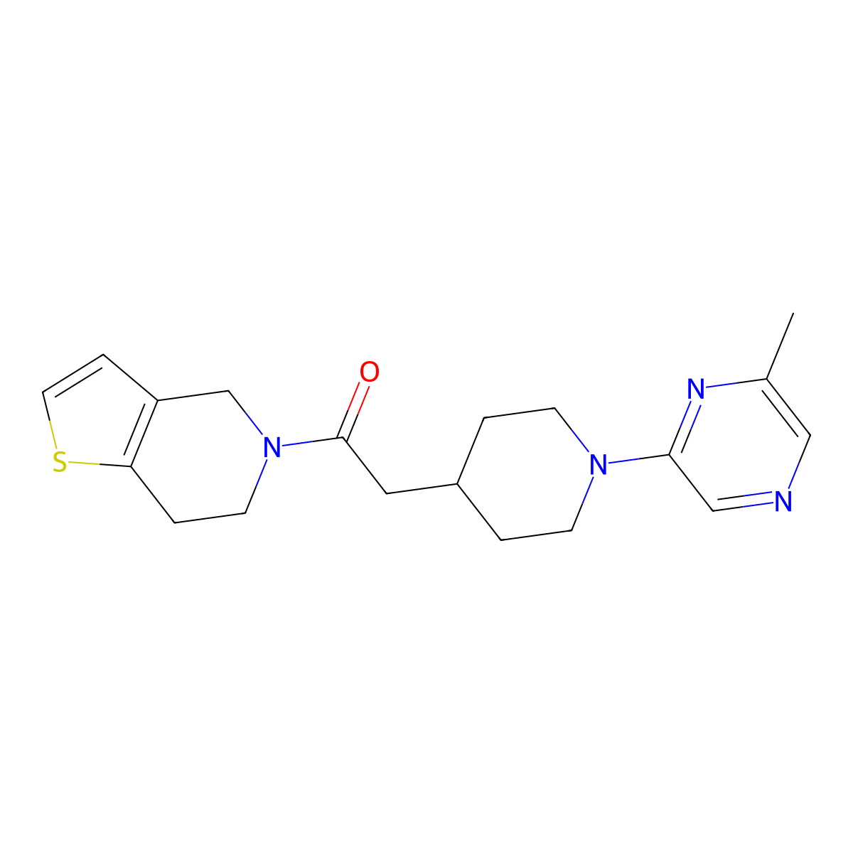 2-[1-(6-methylpyrazin-2-yl)piperidin-4-yl]-1-{4H,5H,6H,7H-thieno[3,2-c]pyridin-5-yl}ethan-1-one molecular structure, CAS 3054559-08-6