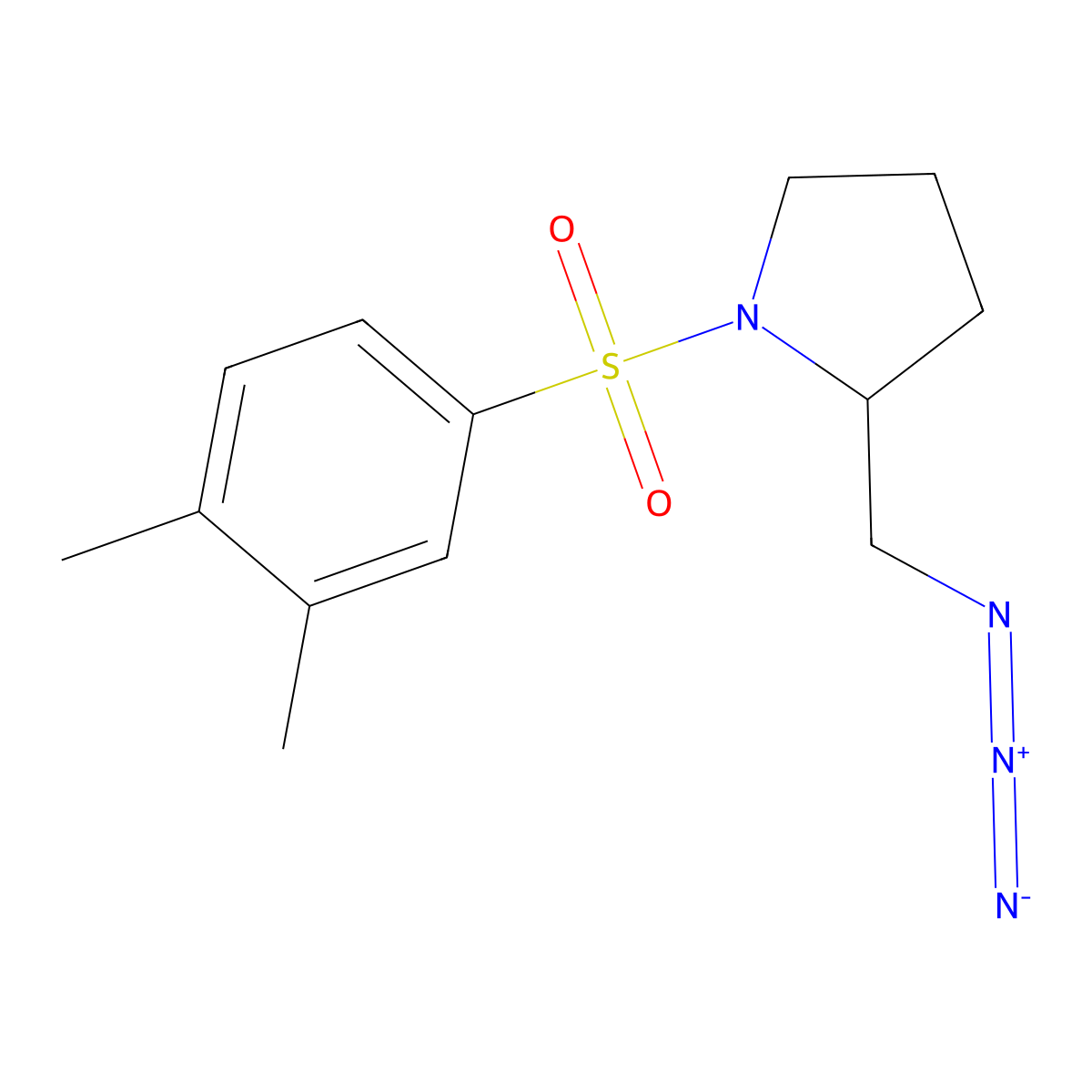 2-(Azidomethyl)-1-(3,4-dimethylbenzenesulfonyl)pyrrolidine molecular structure, CAS 3054559-10-0
